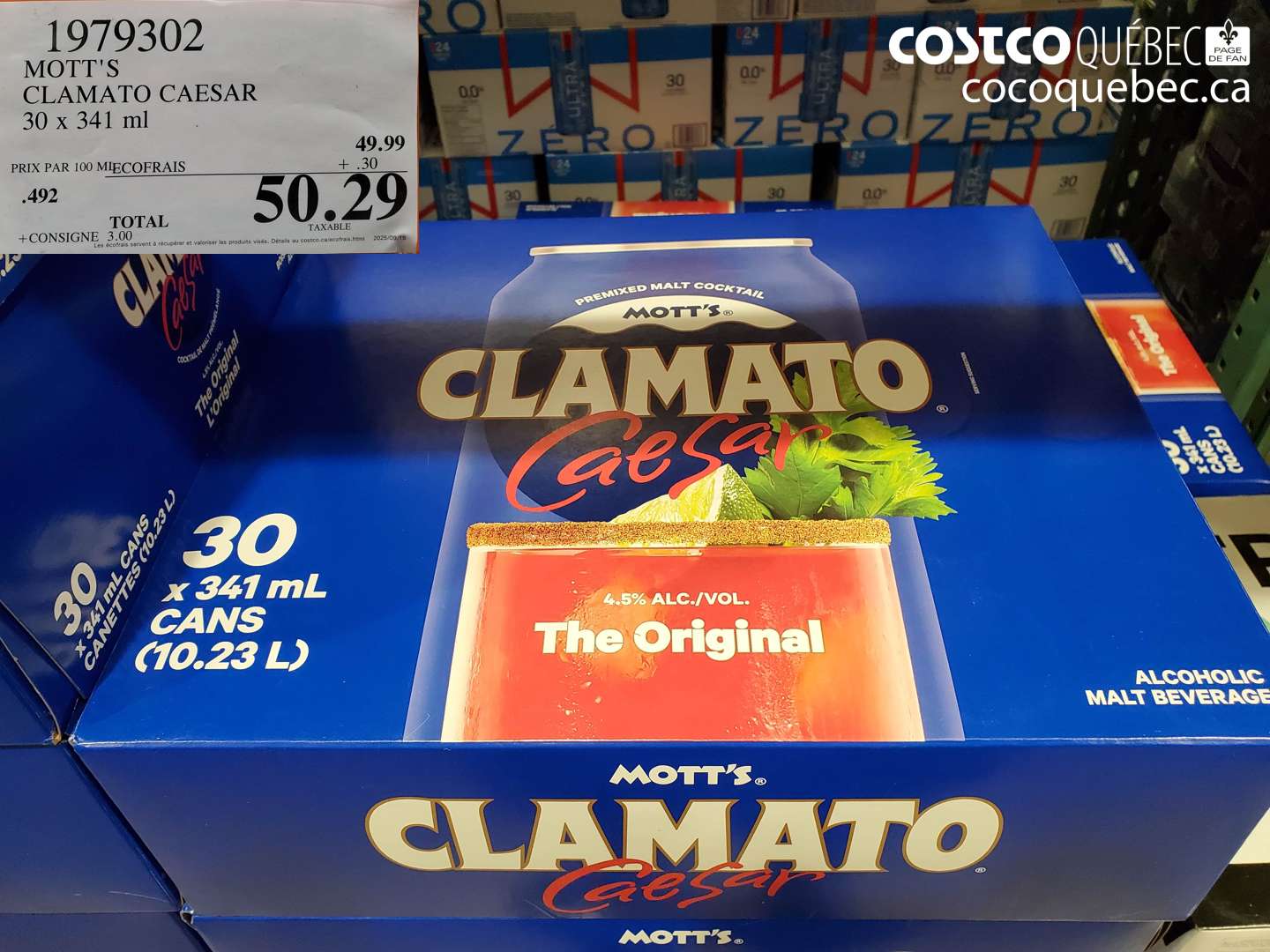 1979302 MOTT'S CLAMATO CAESAR 30 x 341 ml $50.29