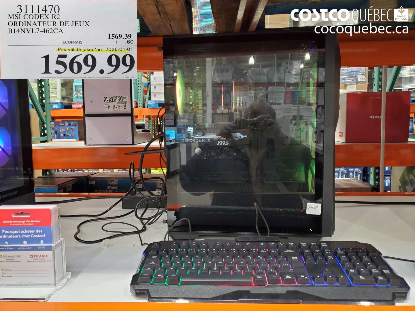 3111470 MSI CODEX R2 ORDINATEUR DE JEUX B14NVL7-462CA (EXPIRES ON 2026-01-01) $1569.99