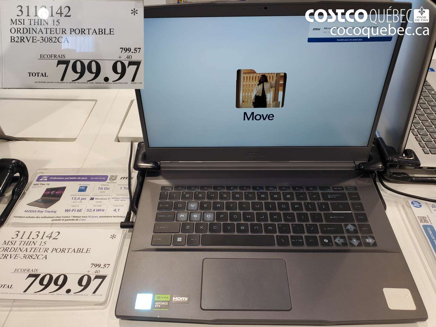 3113142 MSI THIN 15 ORDINATEUR PORTABLE © B2RVE-3082CA  $799.97