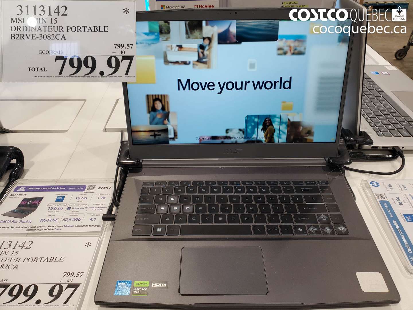 3113142 MSI TITAN 15 ORDINATEUR PORTABLE B2RVE-3082CA $799.97