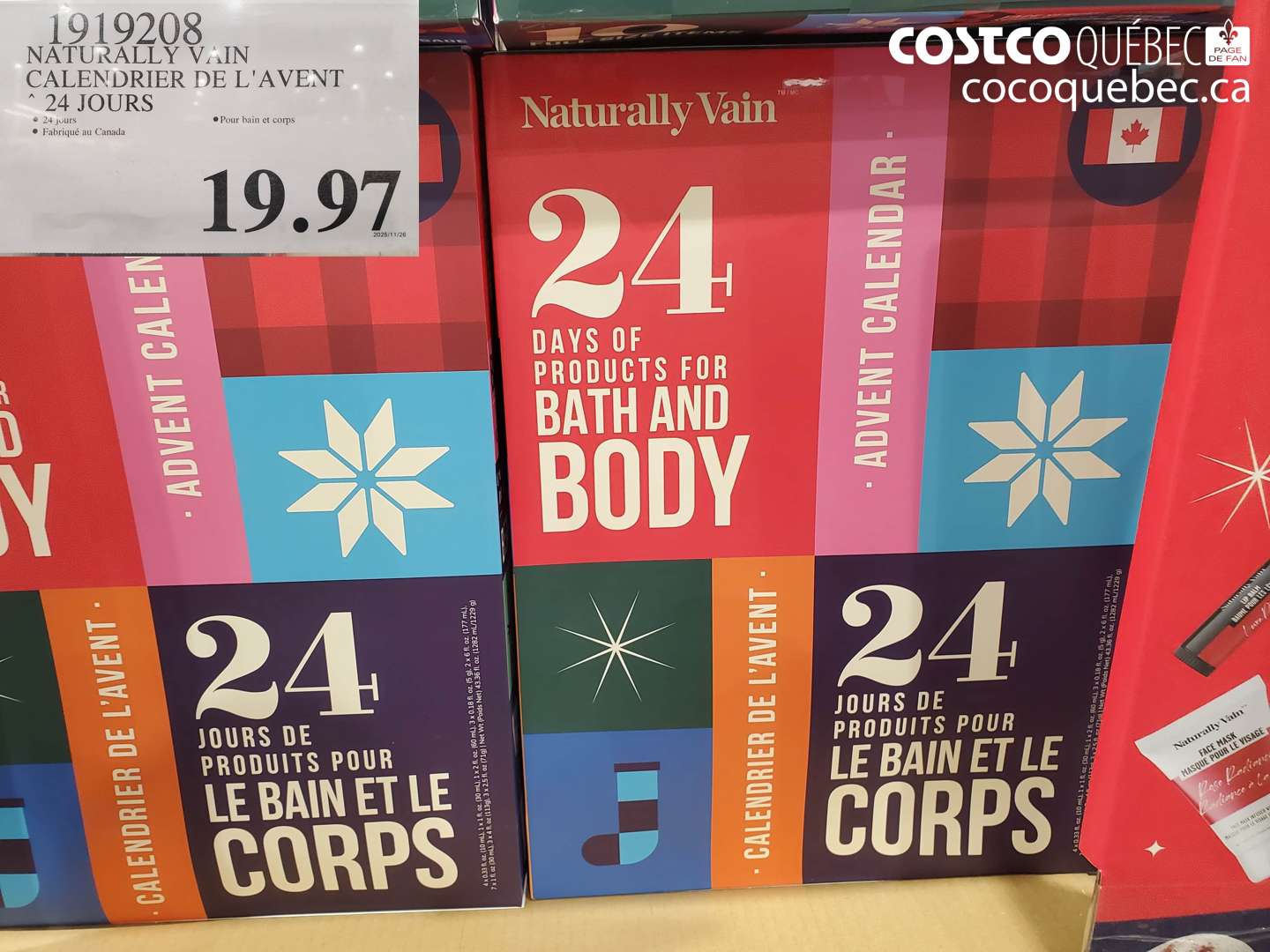 1919208 NATURALLY VAIN CALENDRIER DE L'AVENT 24 JOURS  $19.97