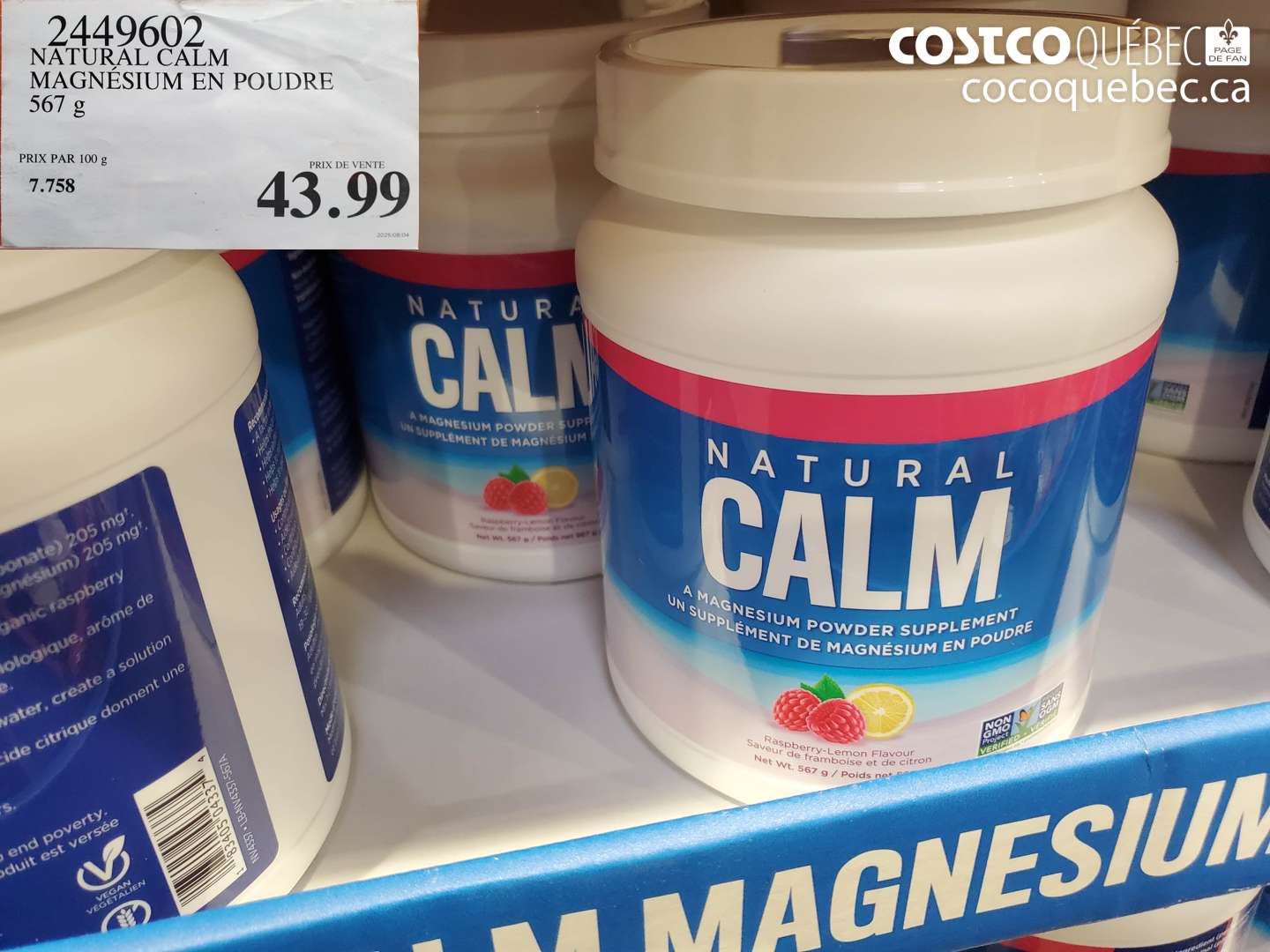 2449602 NATURAL CALM MAGNÉSIUM EN POUDRE 567 g $43.99