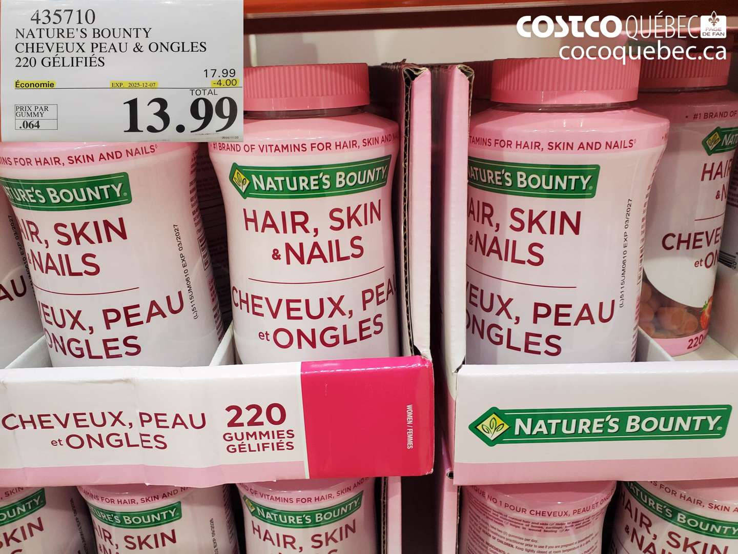 435710 NATURE'S BOUNTY CHEVEUX PEAU & ONGLES 220 GELIFIES ($4.00 INSTANT SAVINGS EXPIRES ON 2025-12-07) $13.99