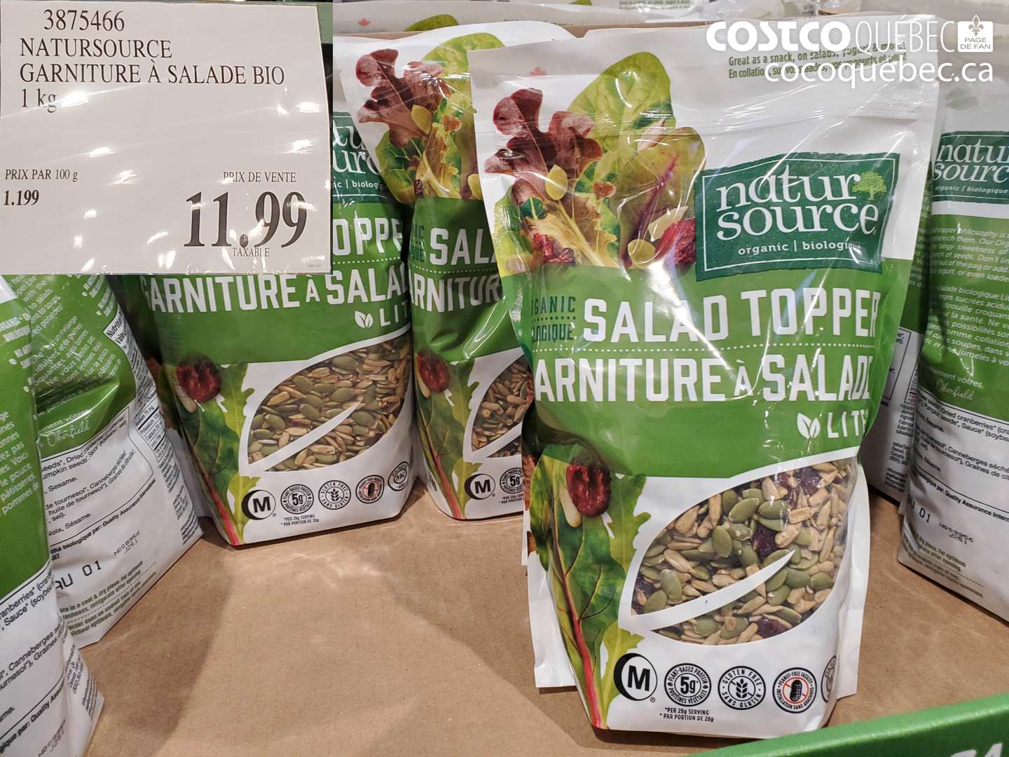 3875466 NATURSOURCE GARNITURE À SALADE BIO 1 kg $11.99