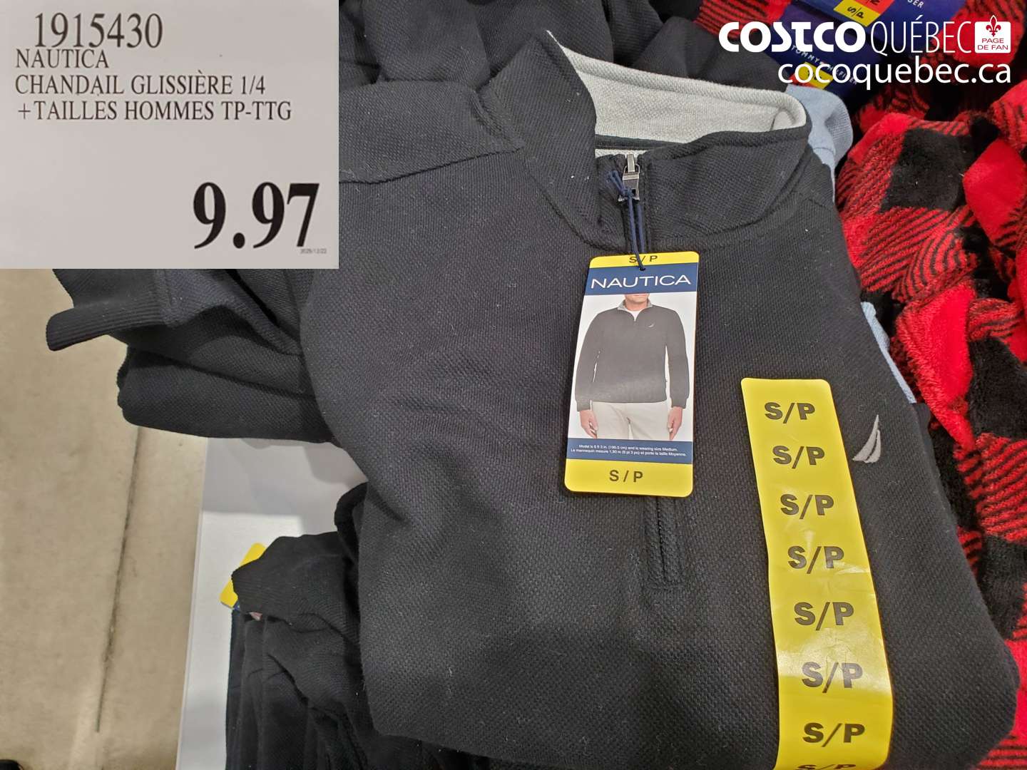 1915430 NAUTICA CHANDAIL GLISSIÈRE 1/4 + TAILLES HOMMES TP-TTG $9.97