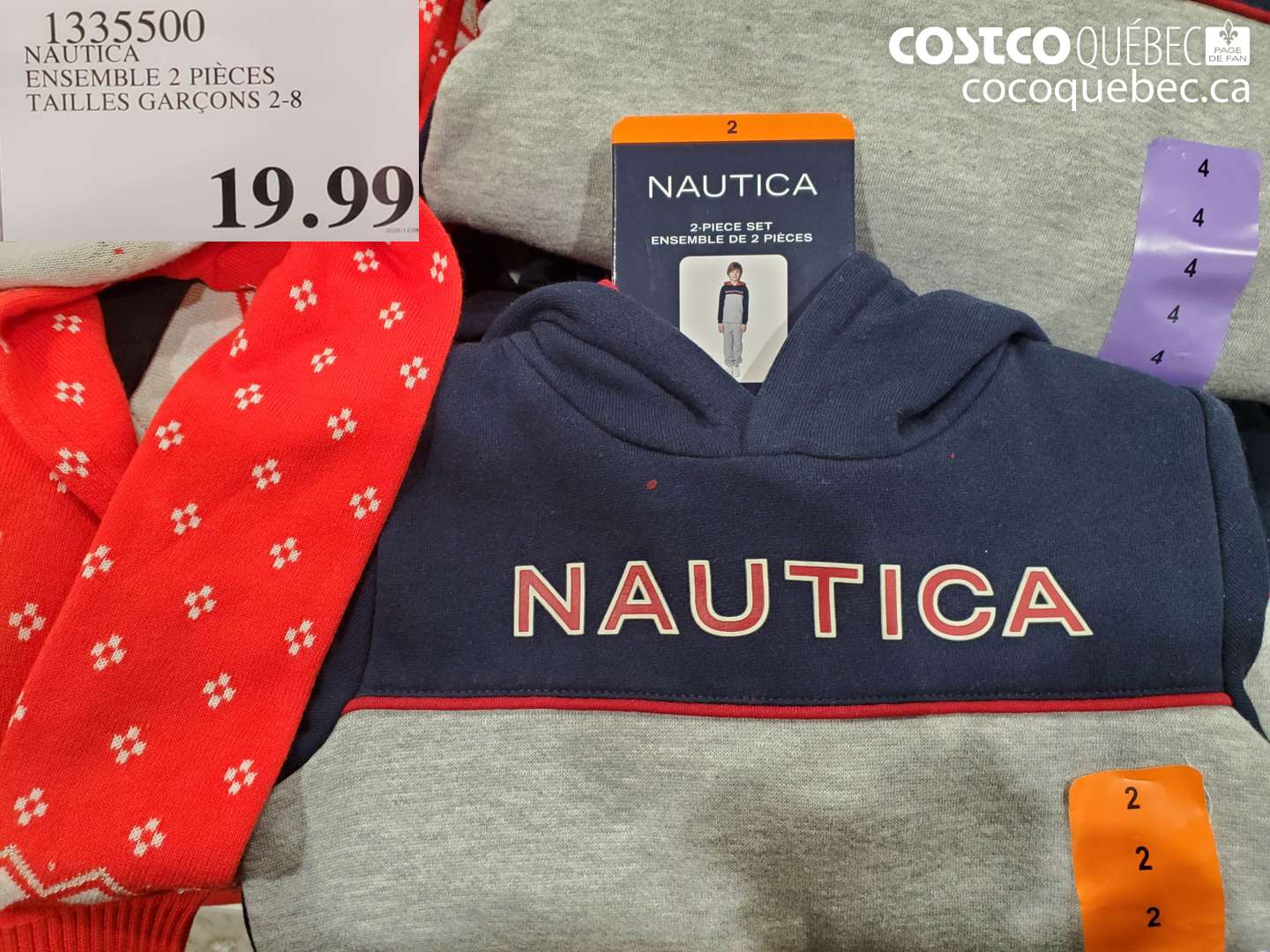 1335500 NAUTICA ENSEMBLE 2 PIECES TAILLES GARCONS 2-8 $19.99