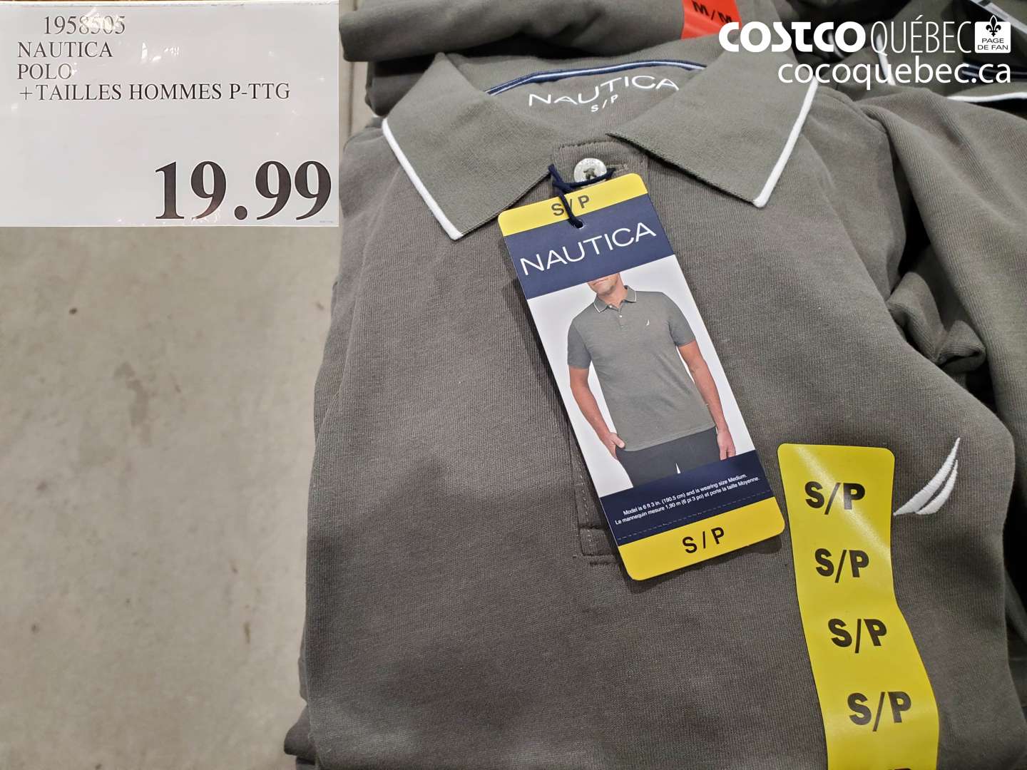 1958505 NAUTICA POLO +TAILLES HOMMES P-TTG $19.99