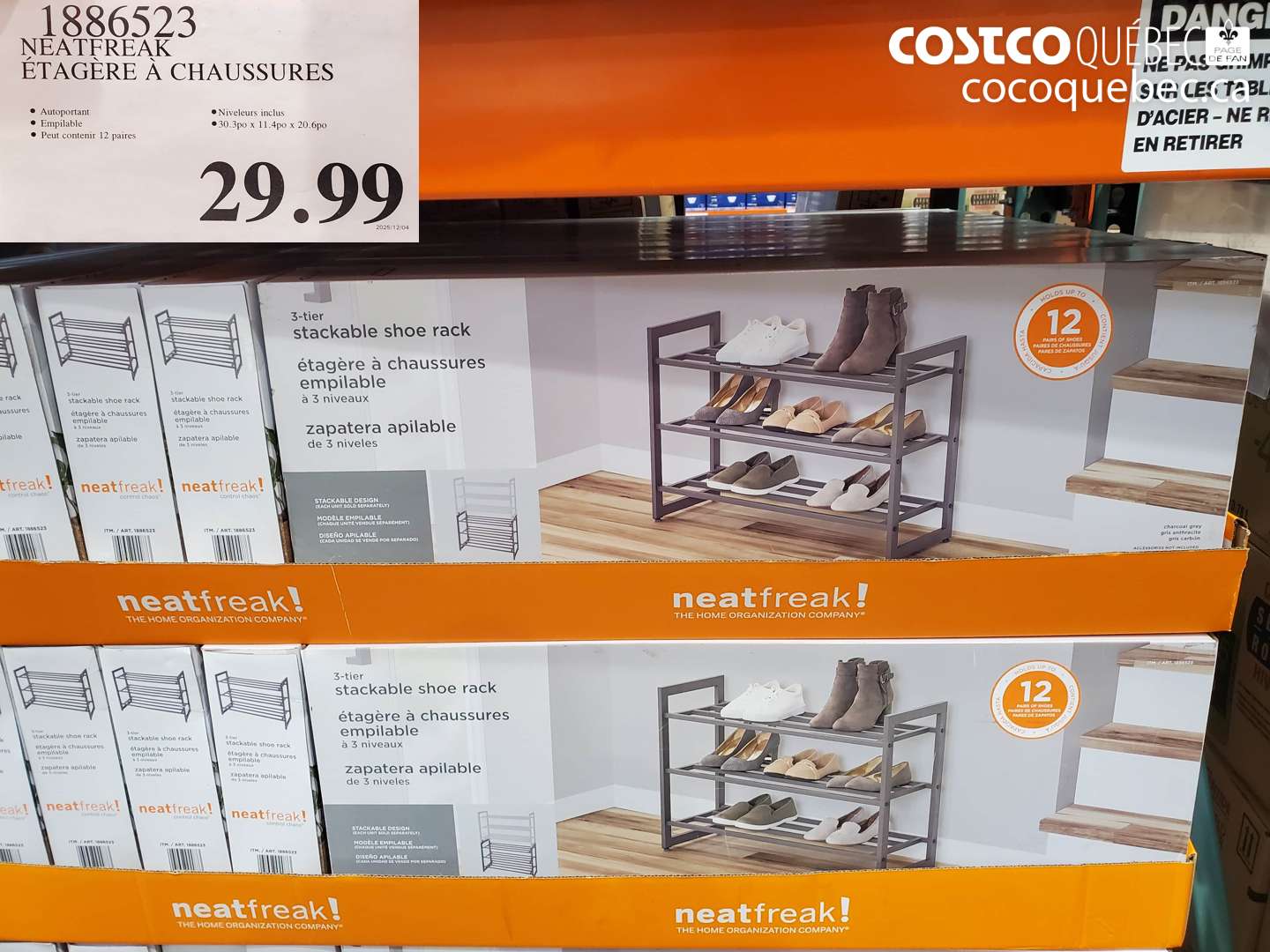 1886523 NEATFREAK ÉTAGÈRE À CHAUSSURES $29.99