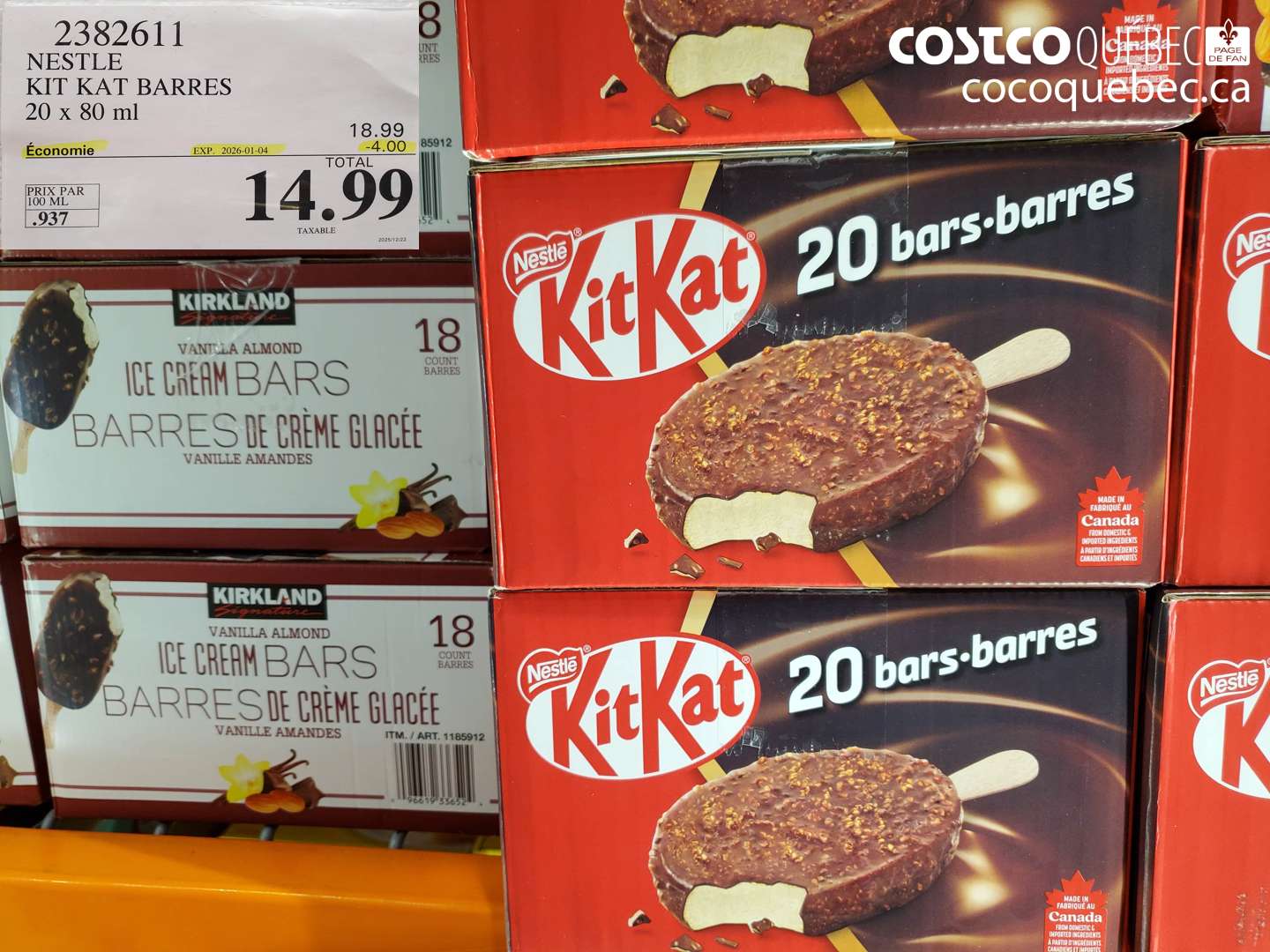 2382611 NESTLE KIT KAT BARRES 20 x 80 ml ($4.00 INSTANT SAVINGS EXPIRES ON 2026-01-04) $14.99