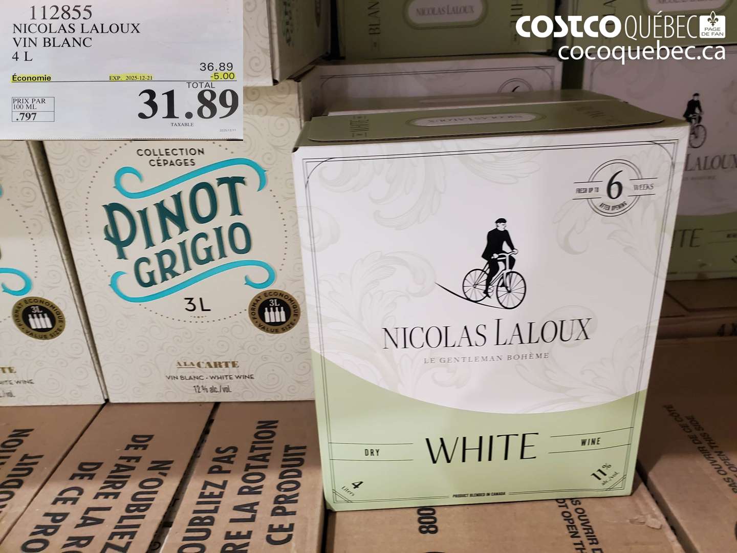 112855 NICOLAS LALOUX VIN BLANC 4 L ($5.00 INSTANT SAVINGS EXPIRES ON 2025-12-21) $31.89