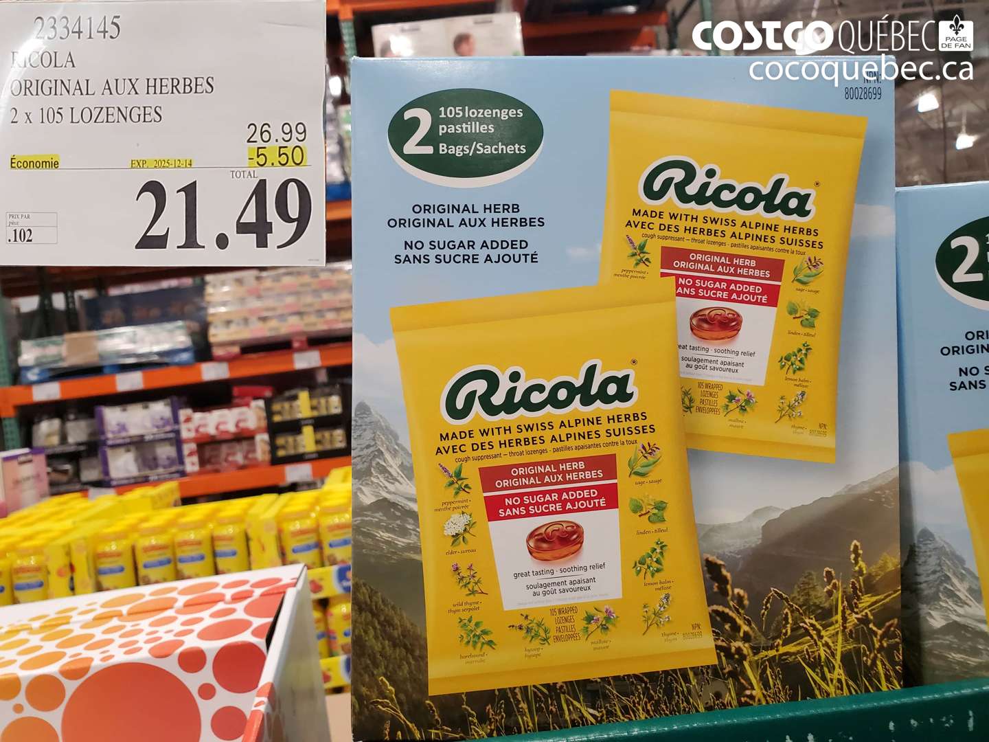 2334145 NICOLA ORIGINAL AUX HERBES 2 x 105 LOZENGES (EXPIRES ON 2025-12-14) $21.49