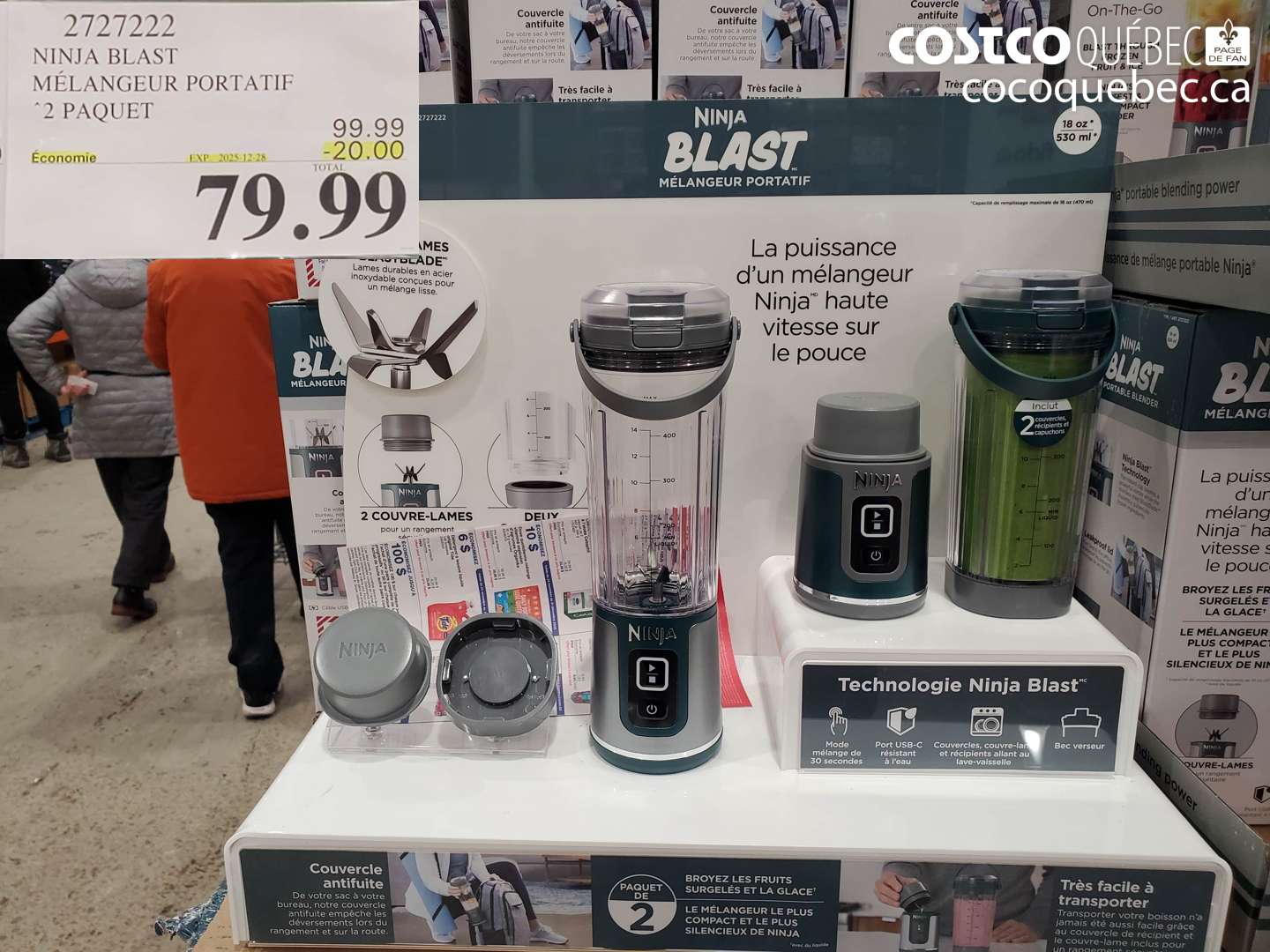 2727222 NINJA BLAST MÉLANGEUR PORTATIF 2 PAQUET ($20.00 INSTANT SAVINGS EXPIRES ON 2025-12-28) $79.99