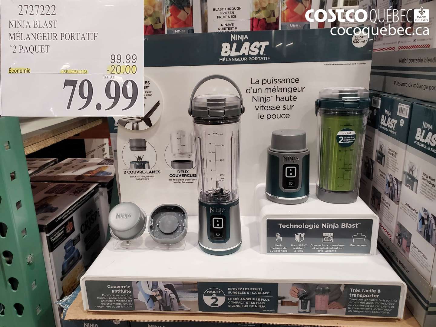 2727222 NINJA BLAST MÉLANGEUR PORTATIF 2 PAQUET ($20.00 INSTANT SAVINGS EXPIRES ON 2025-12-28) $79.99