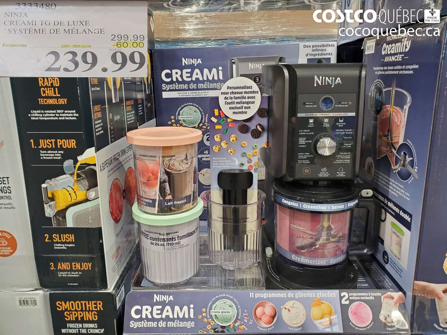 3333480 NINJA CREAMI “SYSTEME DE MELANGE  ($60.00 INSTANT SAVINGS EXPIRES ON 2025-12-28) $239.99