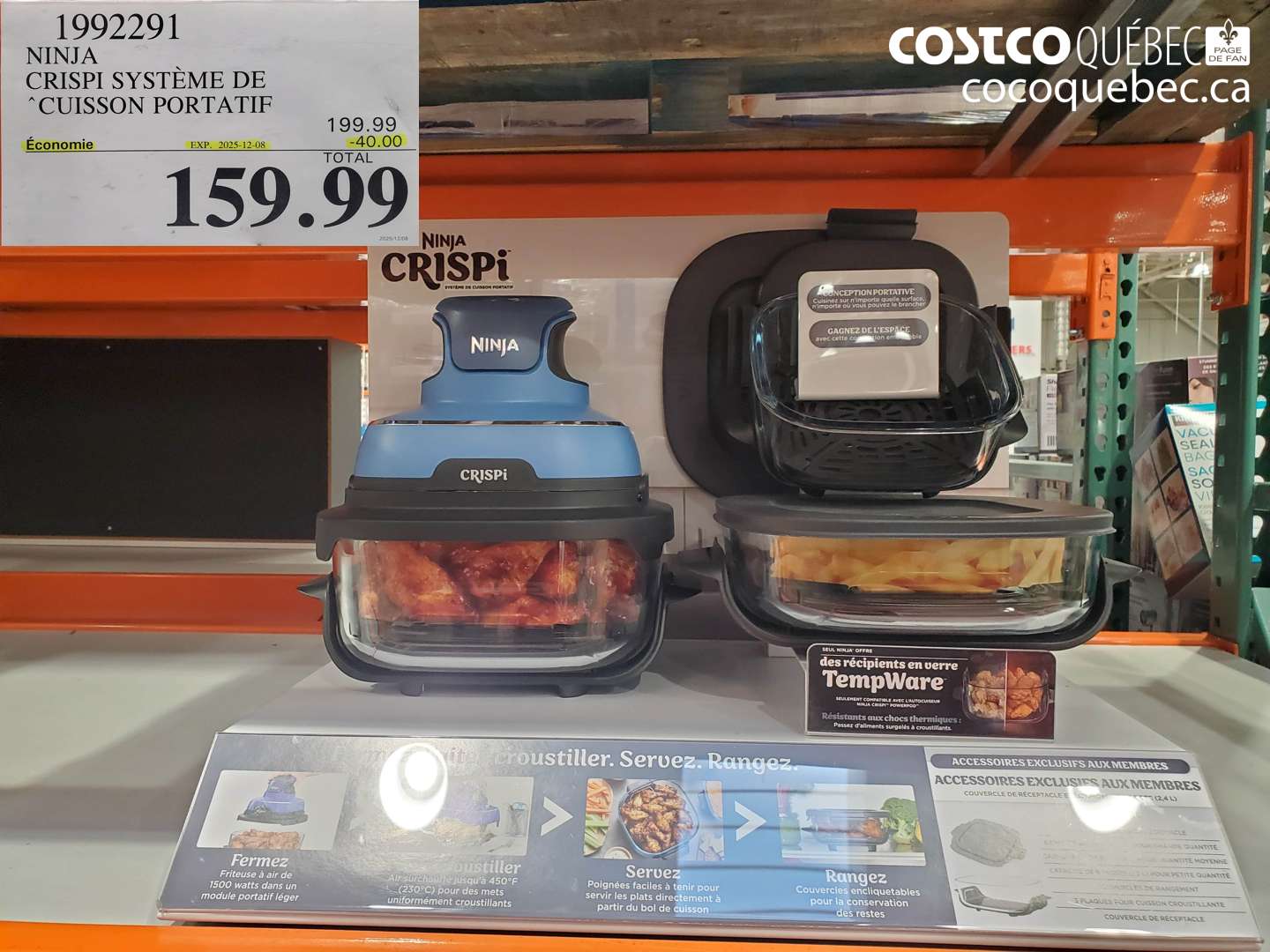 1992291 NINJA CRISPI SYSTÈME DE CUISSON PORTATIF ($40.00 INSTANT SAVINGS EXPIRES ON 2025-12-08) $159.99