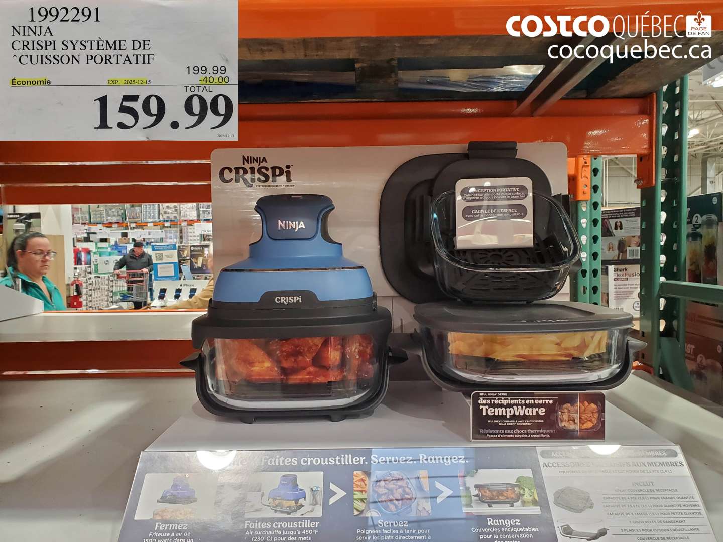 1992291 NINJA CRISPI SYSTÈME DE CUISSON PORTATIF ($40.00 INSTANT SAVINGS EXPIRES ON 2025-12-15) $159.99