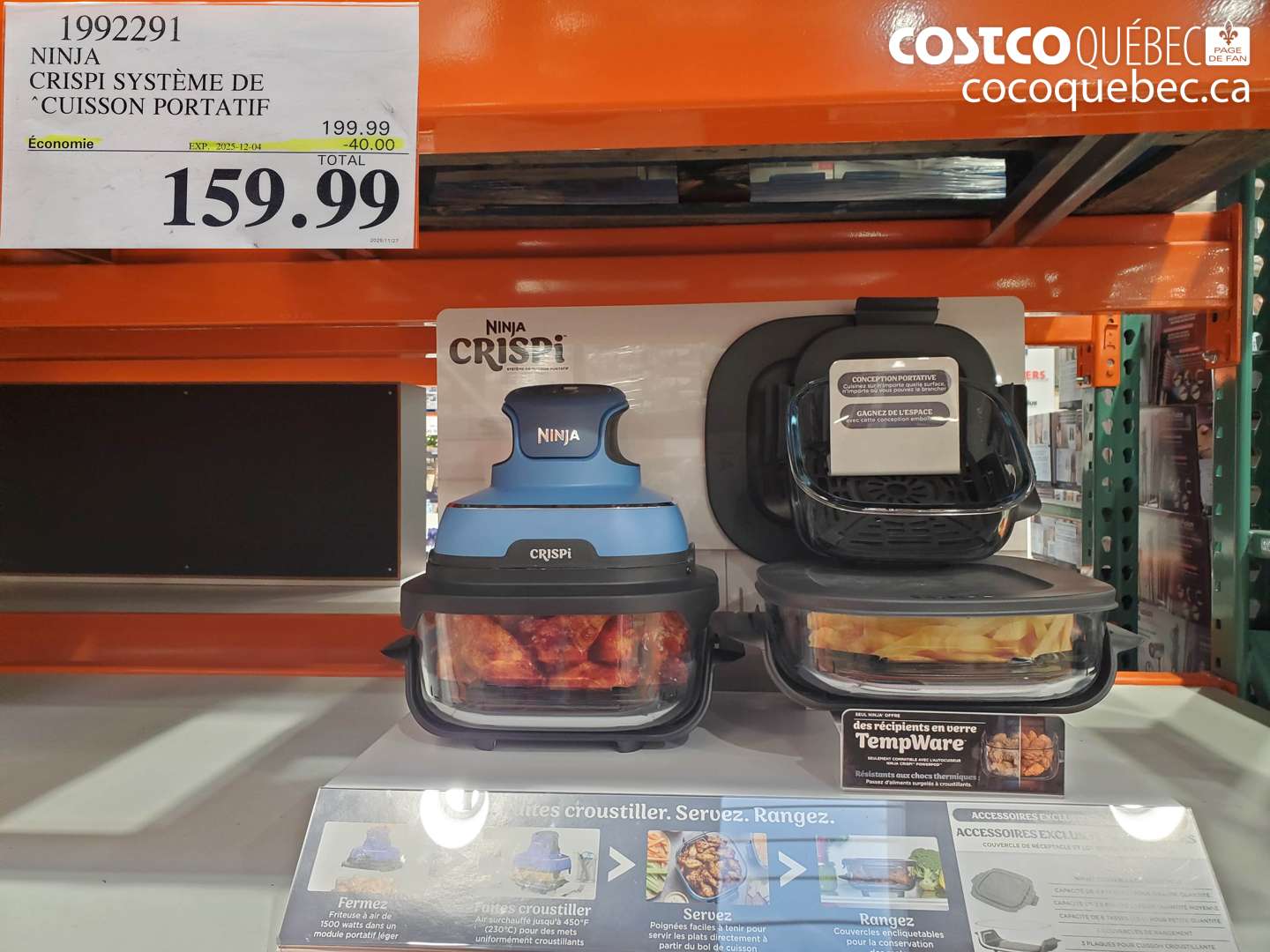 1992291 NINJA CRISPI SYSTEME DE CUISSON PORTATIF  ($40.00 INSTANT SAVINGS EXPIRES ON 2025-12-04) $159.99