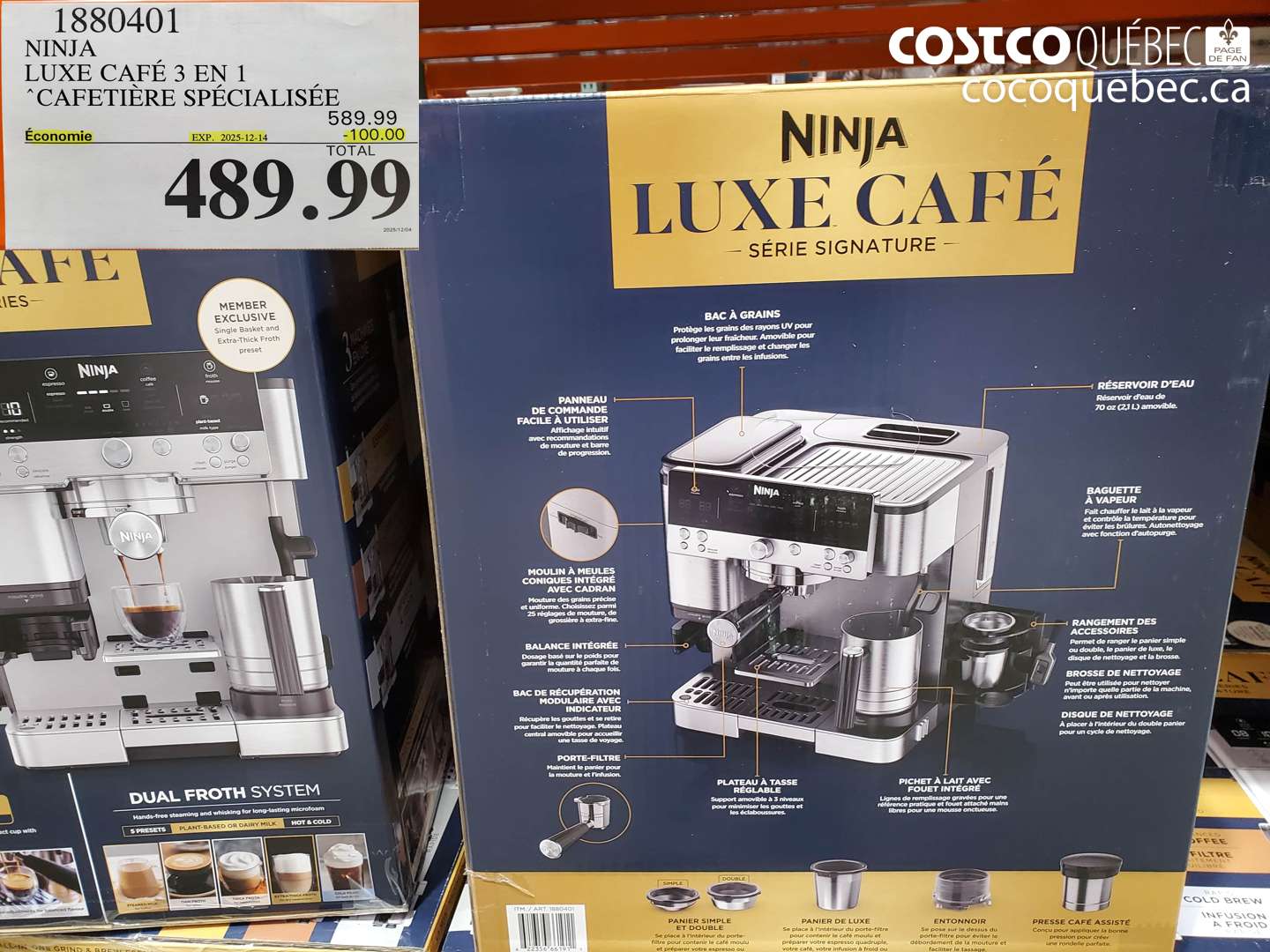 1880401 NINJA LUXE CAFÉ 3 EN 1 CAFETIÈRE SPÉCIALISÉE (EXPIRES ON 2025-12-14) $489.99