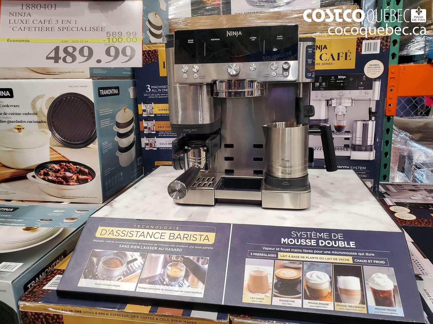 1880401 NINJA LUXE CAFÉ 3 EN 1 CAFETIÈRE SPÉCIALISÉE (EXPIRES ON 2025-12-14) $489.99