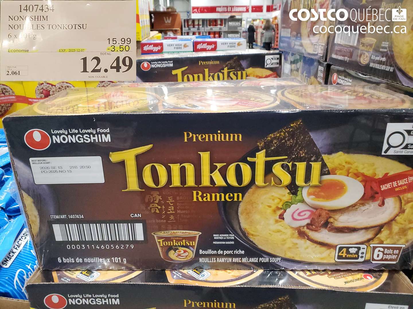 1407434 NONGSHIM NOUILLES TONKOTSU 6 x 101 G ($3.50 INSTANT SAVINGS EXPIRES ON 2025-12-07) $12.49