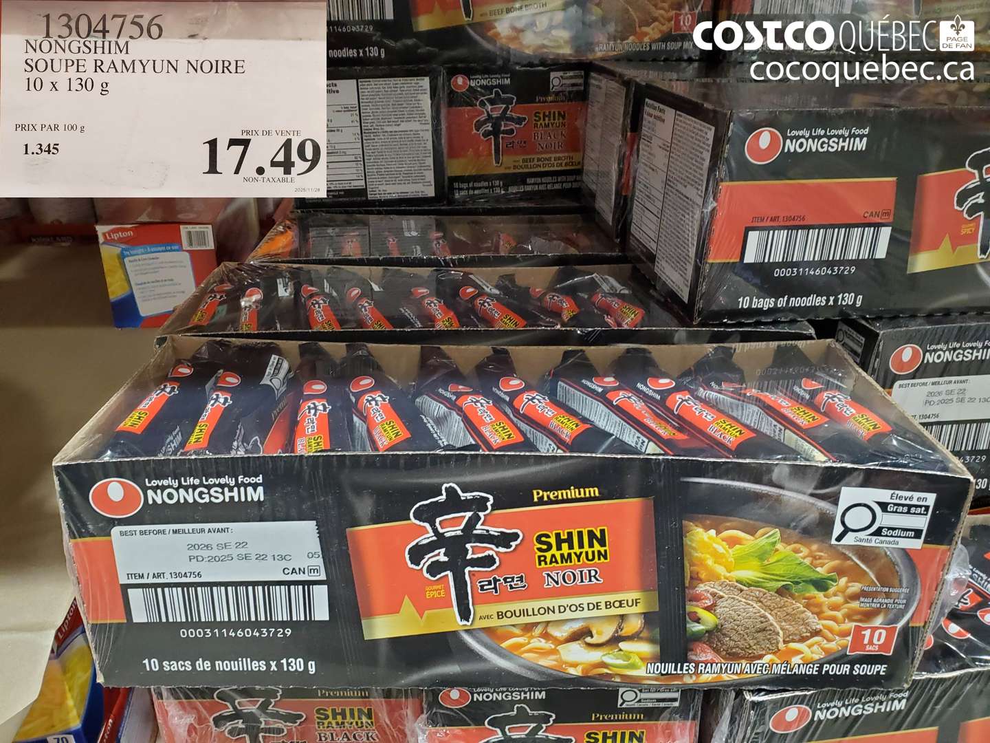 1304756 NONGSHIM SOUPE RAMYUN NOIRE 10 x 130 g $17.49