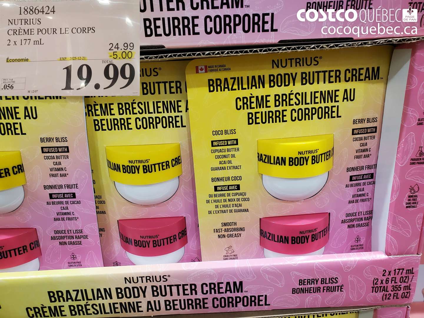 1886424 NUTRIUS CRÈME POUR LE CORPS 2 x 177 mL ($5.00 INSTANT SAVINGS EXPIRES ON 2025-12-21) $19.99