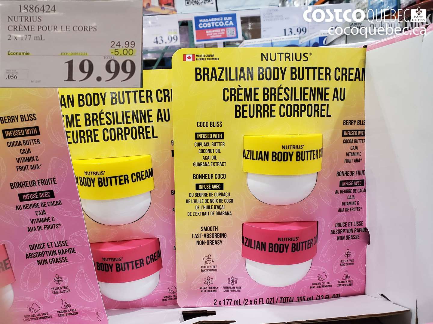 1886424 NUTRIUS CREME POUR LE CORPS 2 x 177 ml (EXPIRES ON 2025-12-31) $19.99