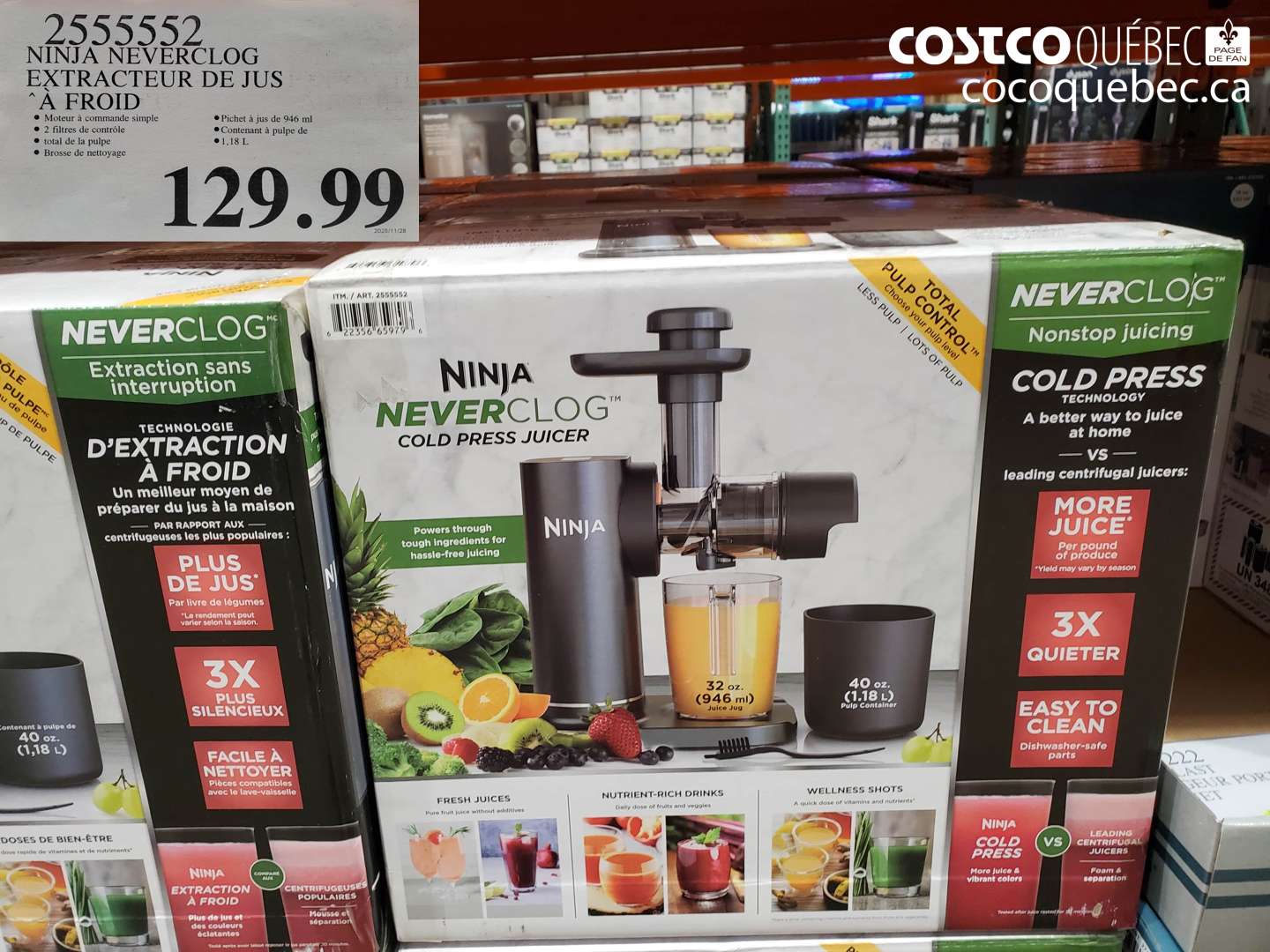 2555552 Ninja Neverclog Extracteur de Jus À Froid $129.99