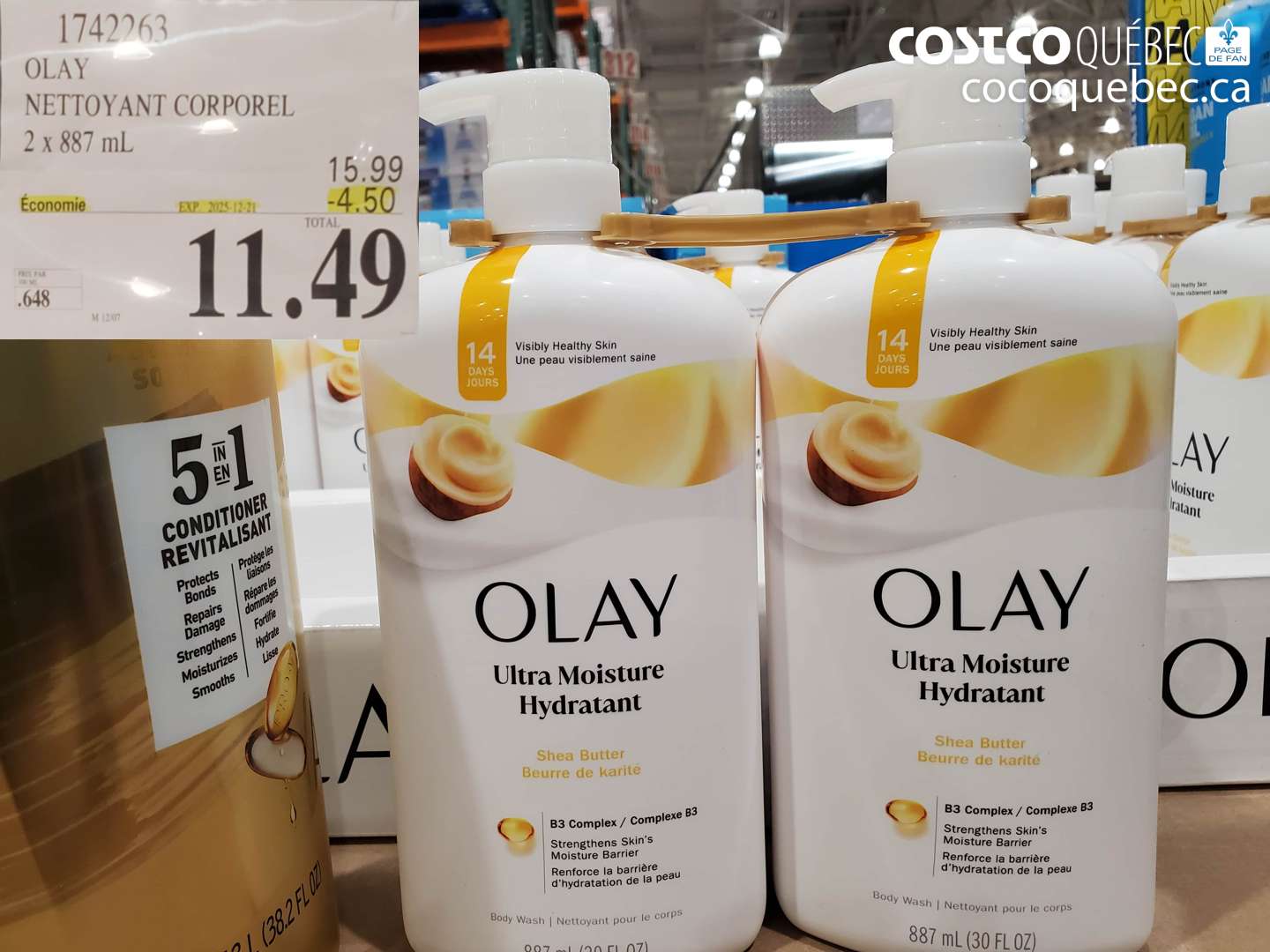 1742263 OLAY NETTOYANT CORPOREL 2 x 887 ml ($4.50 INSTANT SAVINGS EXPIRES ON 2025-12-21) $11.49