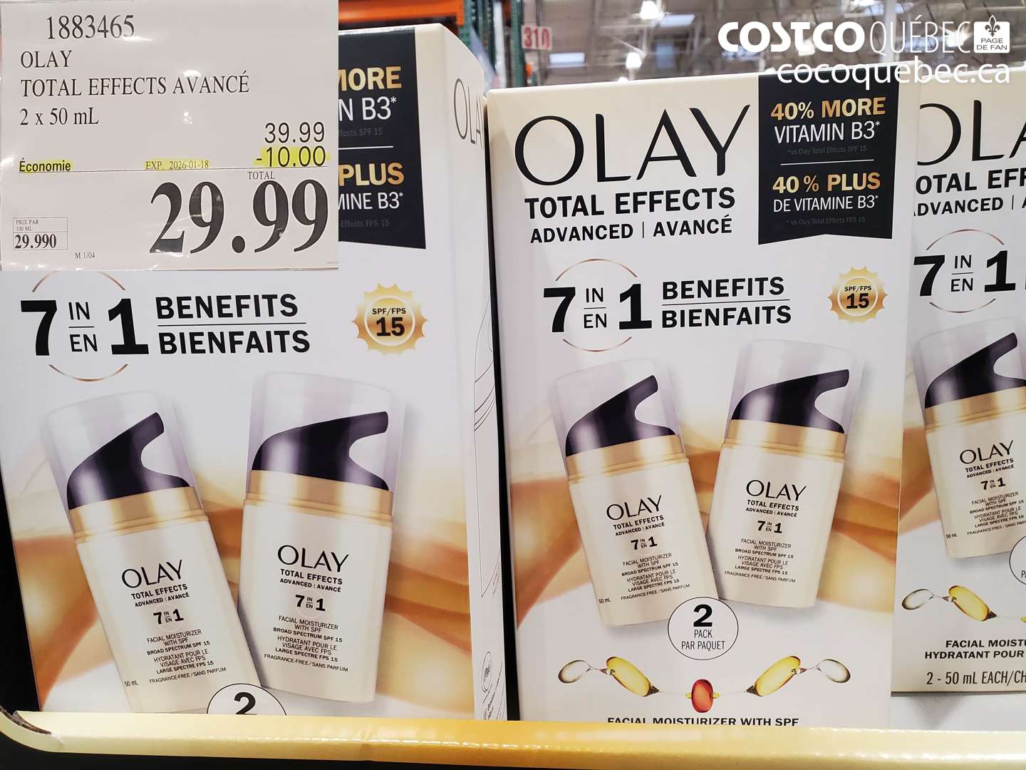 1883465 OLAY TOTAL EFFECTS AVANCÉ 2 x 50 mL ($10.00 INSTANT SAVINGS EXPIRES ON 2026-01-18) $29.99