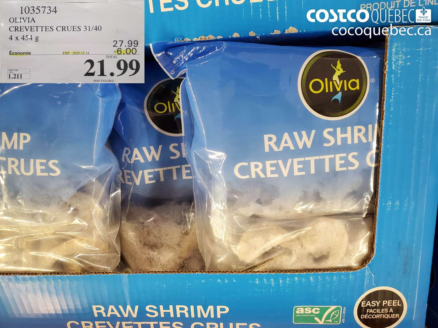 1035734 OLIVIA CREVETTES CRUES 31/40 4 x 454 g ($6.00 INSTANT SAVINGS EXPIRES ON 2025-12-14) $21.99