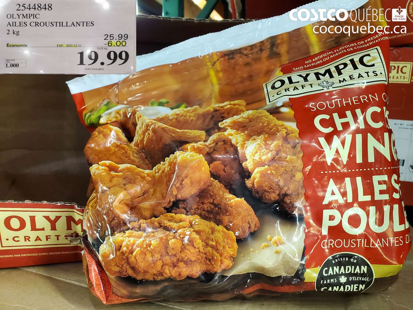 2544848 OLYMPIC AILES CROUSTILLANTES 2 kg (EXPIRES ON 2025-12-21) $19.99