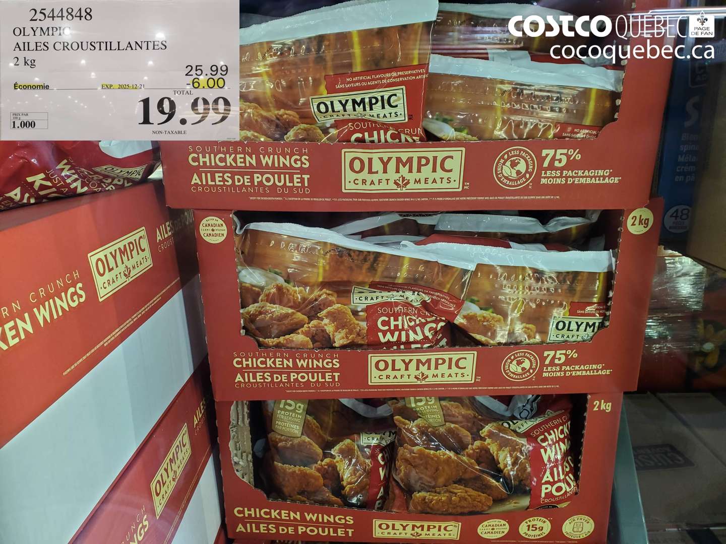 2544848 OLYMPIC AILES CROUSTILLANTES 2 kg ($6.00 INSTANT SAVINGS EXPIRES ON 2025-12-21) $19.99