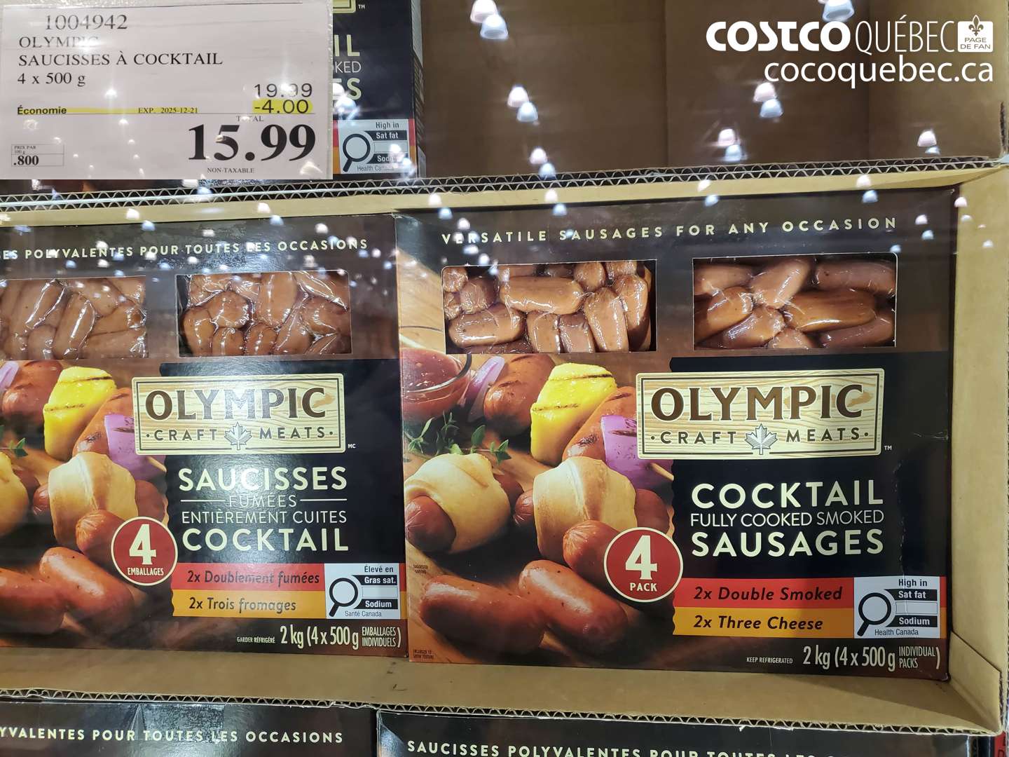 1004942 OLYMPIC SAUCISSES À COCKTAIL ($4.00 INSTANT SAVINGS EXPIRES ON 2025-12-21) $15.99