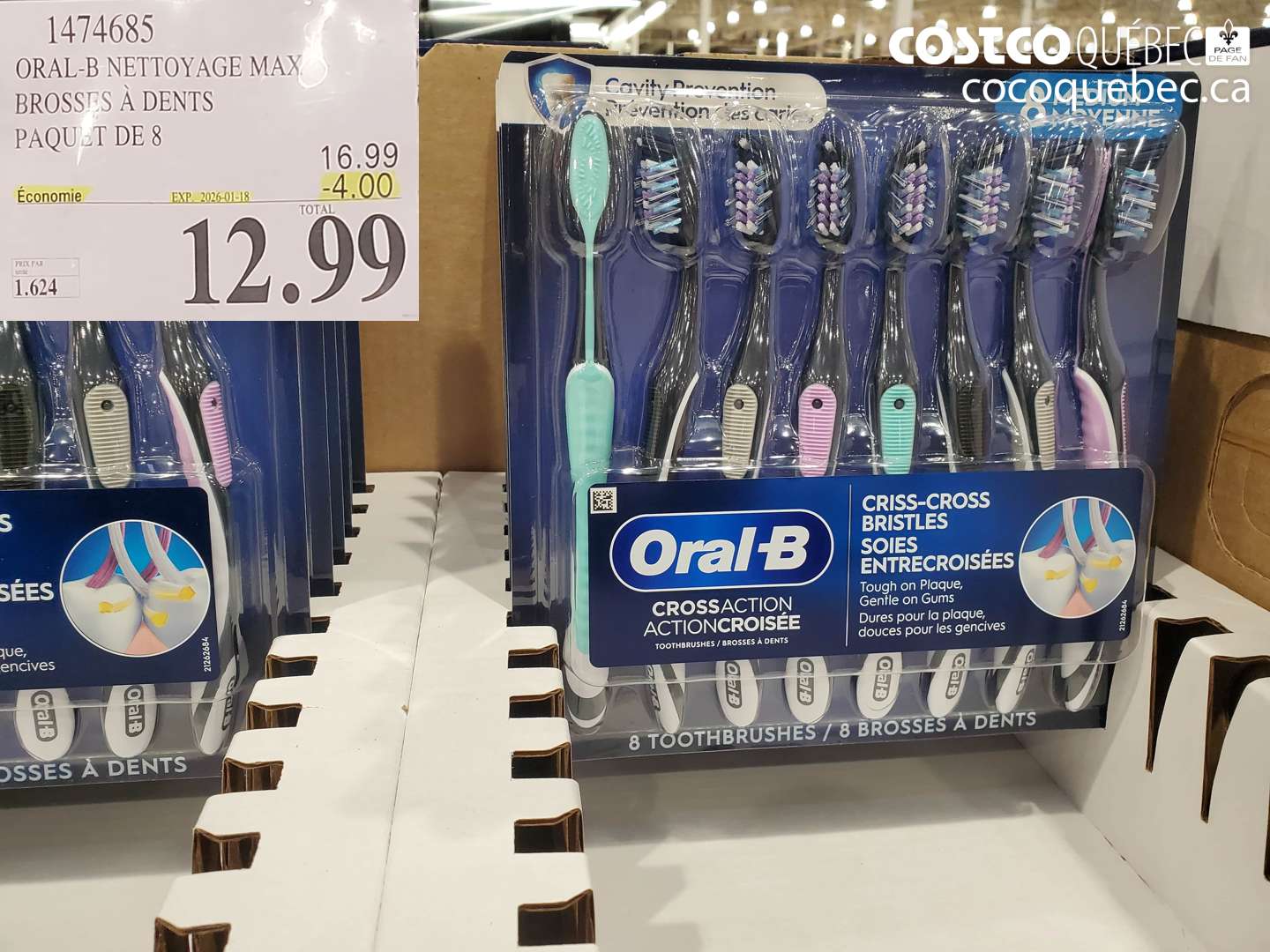 1474685 ORAL-B NETTOYAGE MAX BROSSES À DENTS PAQUET DE 8 ($4.00 INSTANT SAVINGS EXPIRES ON 2026-01-18) $12.99