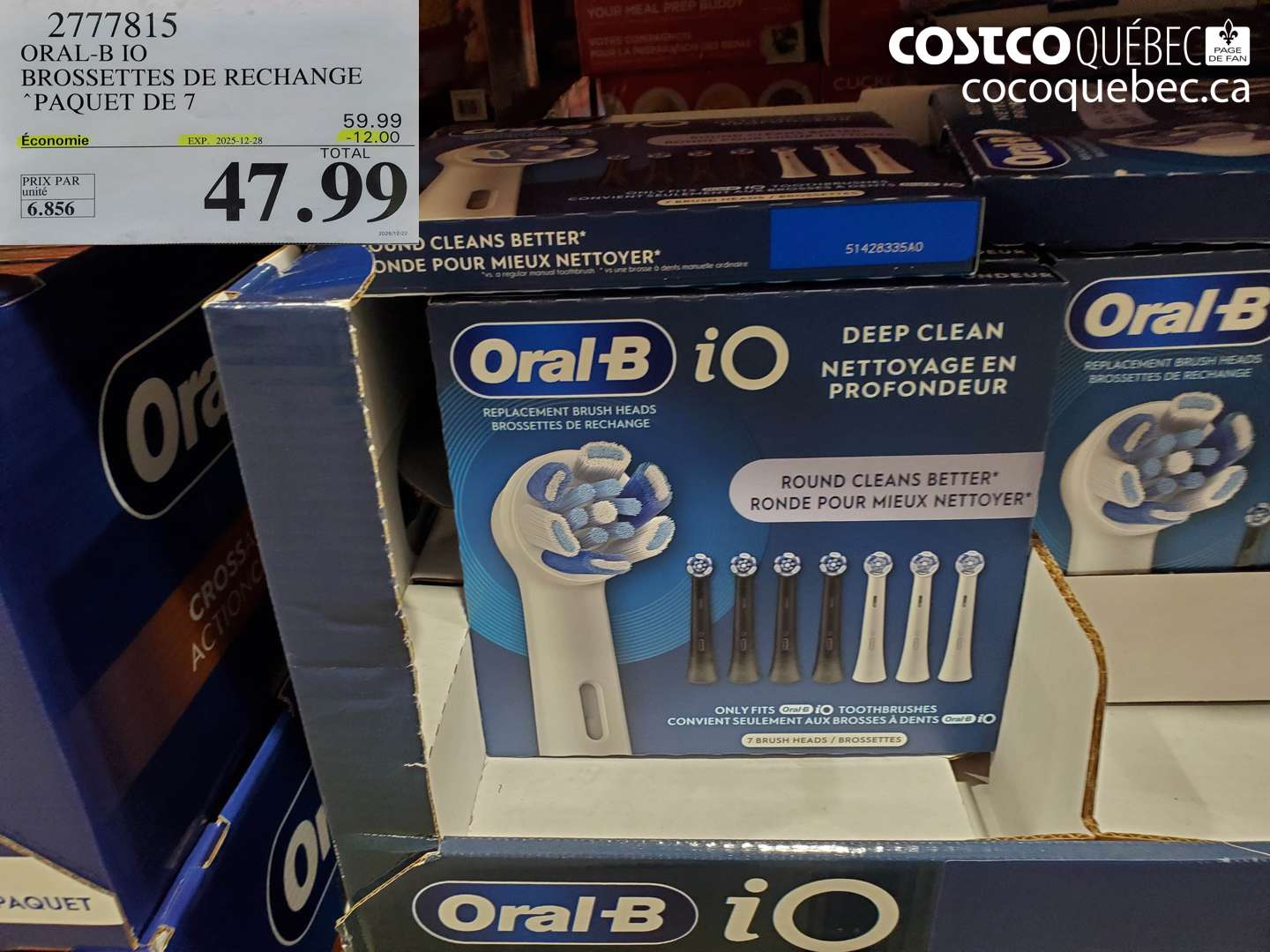 2777815 ORAL-B iO BROSSETTES DE RECHANGE PAQUET DE 7 ($12.00 INSTANT SAVINGS EXPIRES ON 2025-12-28) $47.9