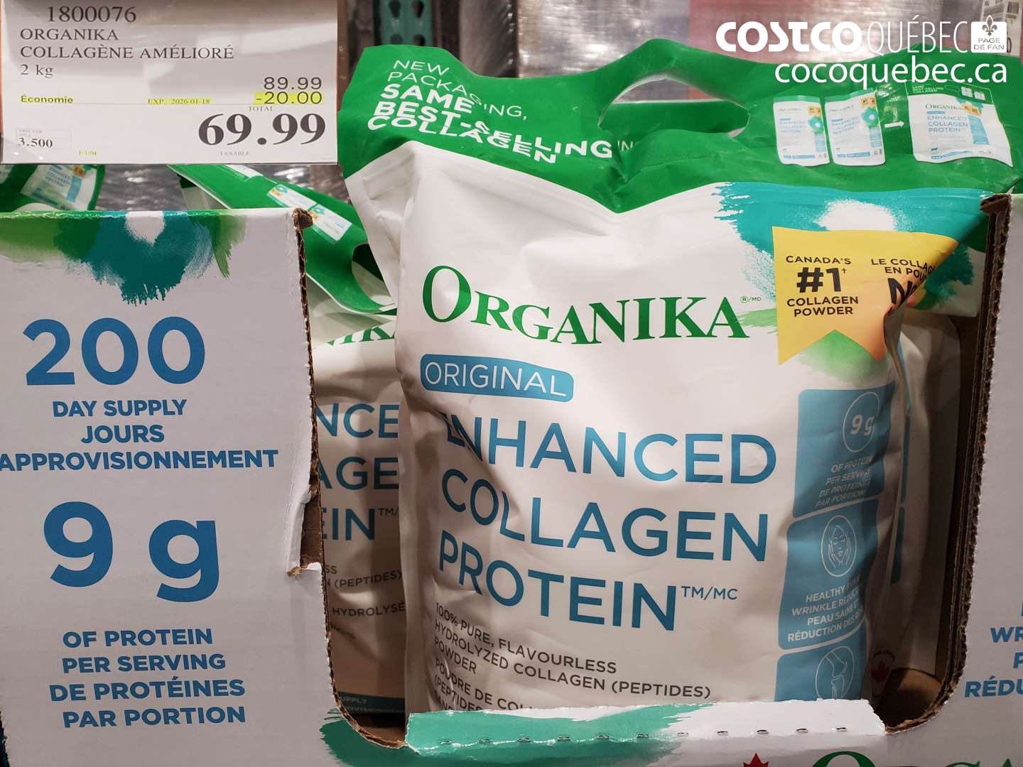 1800076 ORGANIKA COLLAGÈNE AMÉLIORÉ 2 kg ($20.00 INSTANT SAVINGS EXPIRES ON 2026-01-18) $69.99