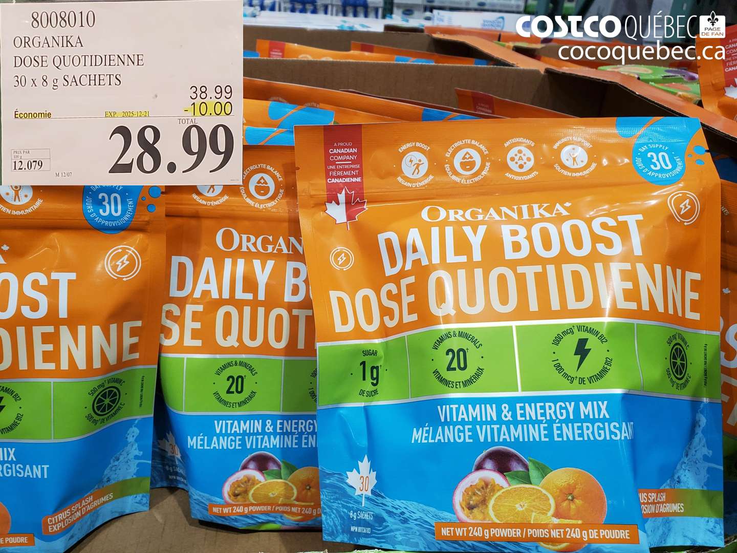 8008010 ORGANIKA DOSE QUOTIDIENNE 30 x 8 g SACHETS ($10.00 INSTANT SAVINGS EXPIRES ON 2025-12-21) $28.99