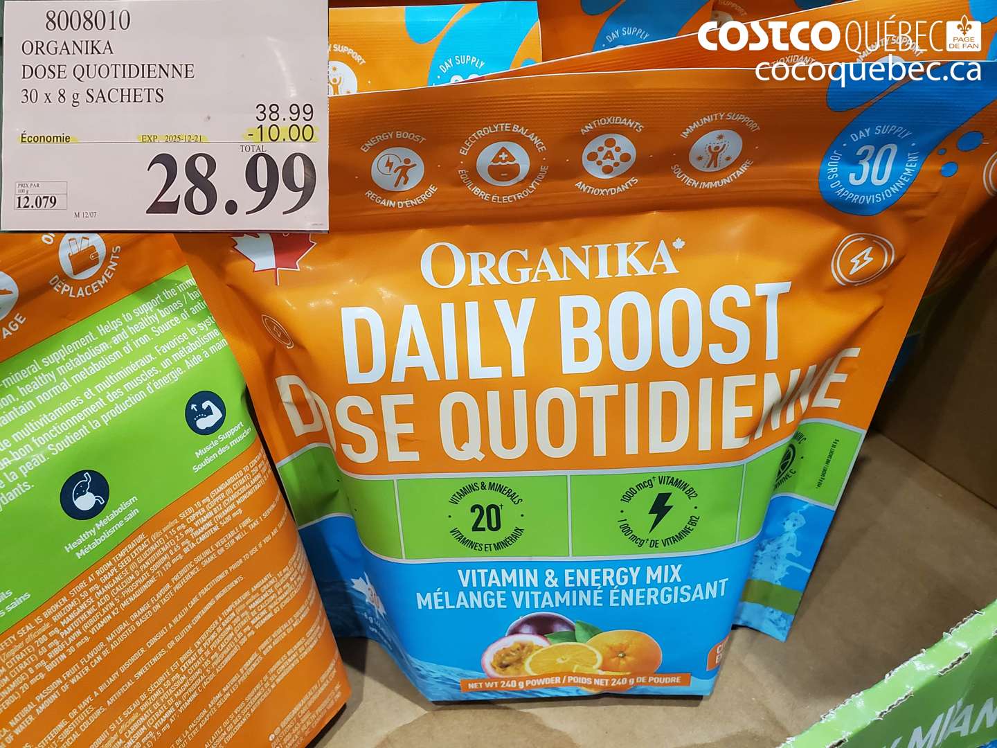 8008010 ORGANIKA DOSE QUOTIDIENNE 30 x 8 g SACHETS ($10.00 INSTANT SAVINGS EXPIRES ON 2025-12-21) $28.99