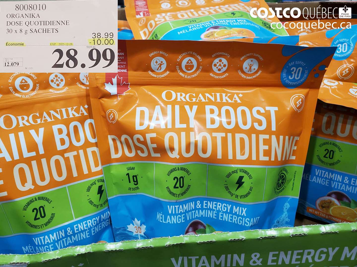 8008010 ORGANIKA DOSE QUOTIDIENNE 30 x 8 g SACHETS ($10.00 INSTANT SAVINGS EXPIRES ON 2025-12-28) $28.99