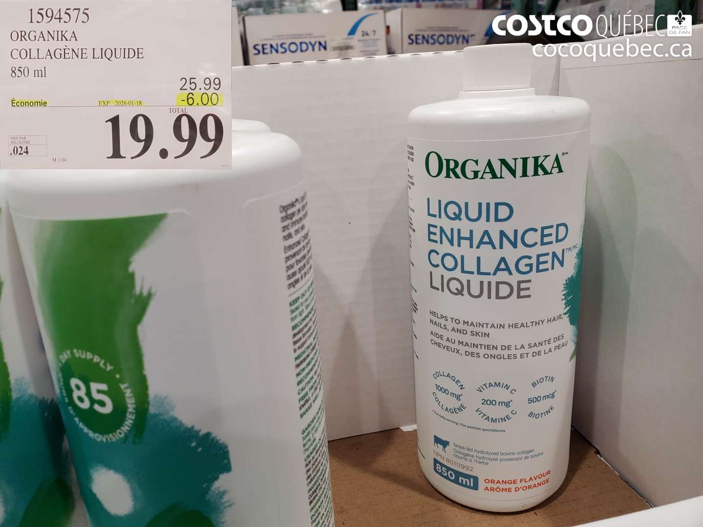 1594575 ORGANI KA COLLAGÈNE LIQUIDE 850 ml ($6.00 INSTANT SAVINGS EXPIRES ON 2026-01-18) $19.99