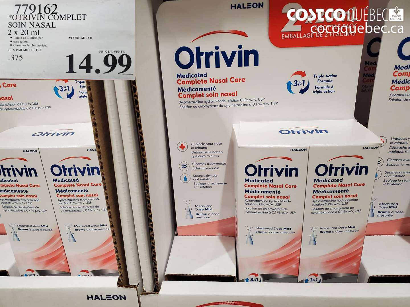 779162 OTRIVIN COMPLET SOIN NASAL 2 x 20 ml $14.99