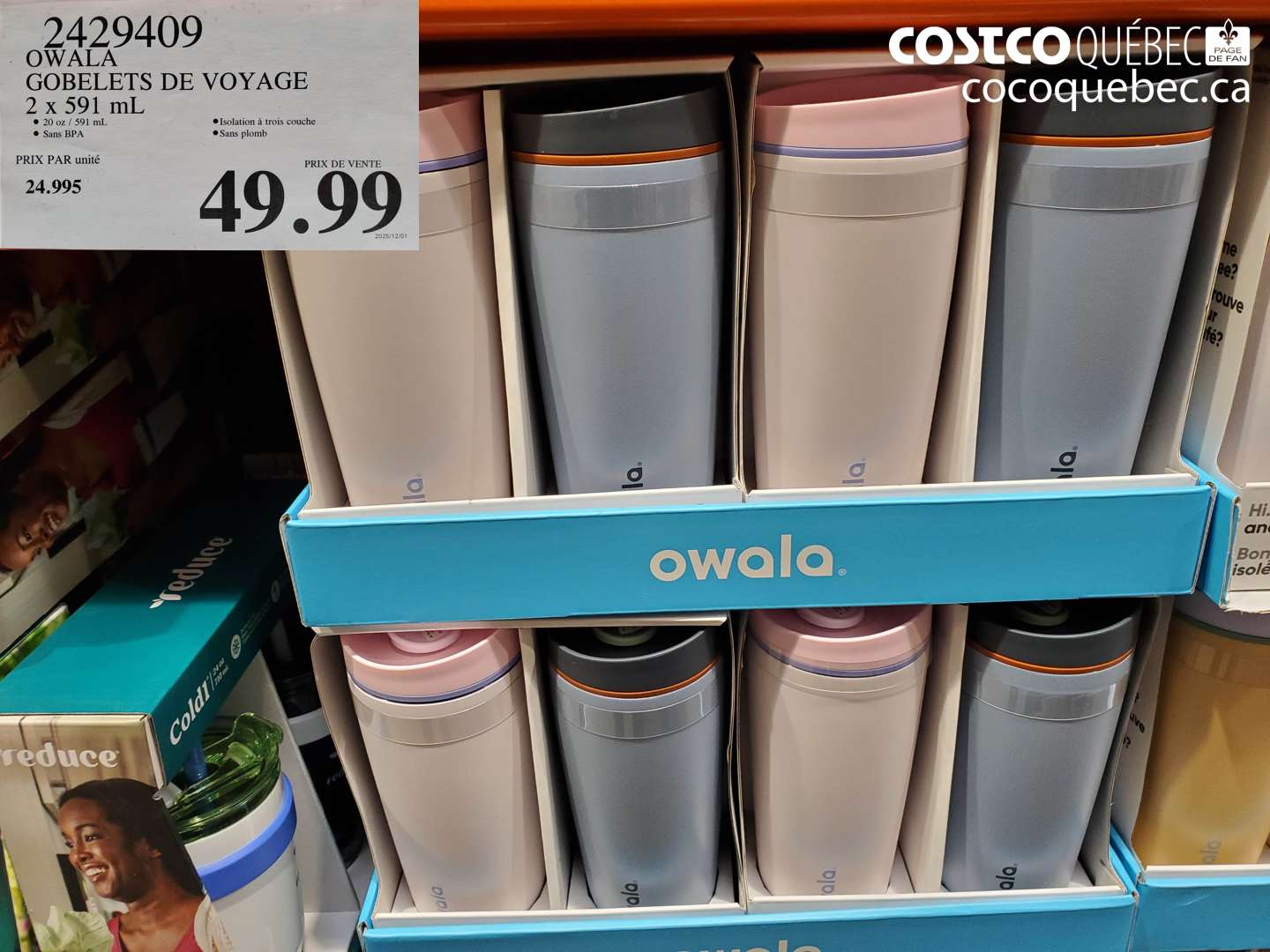 2429409 OWALA GOBELETS DE VOYAGE 2 x 591 mL $49.99