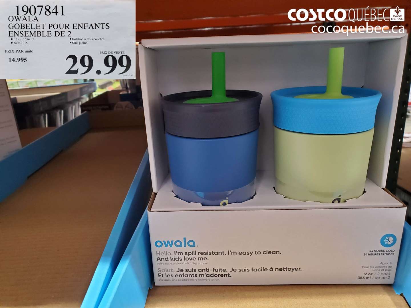 1907841 OWALA GOBELET POUR ENFANTS ENSEMBLE DE 2 $29.99