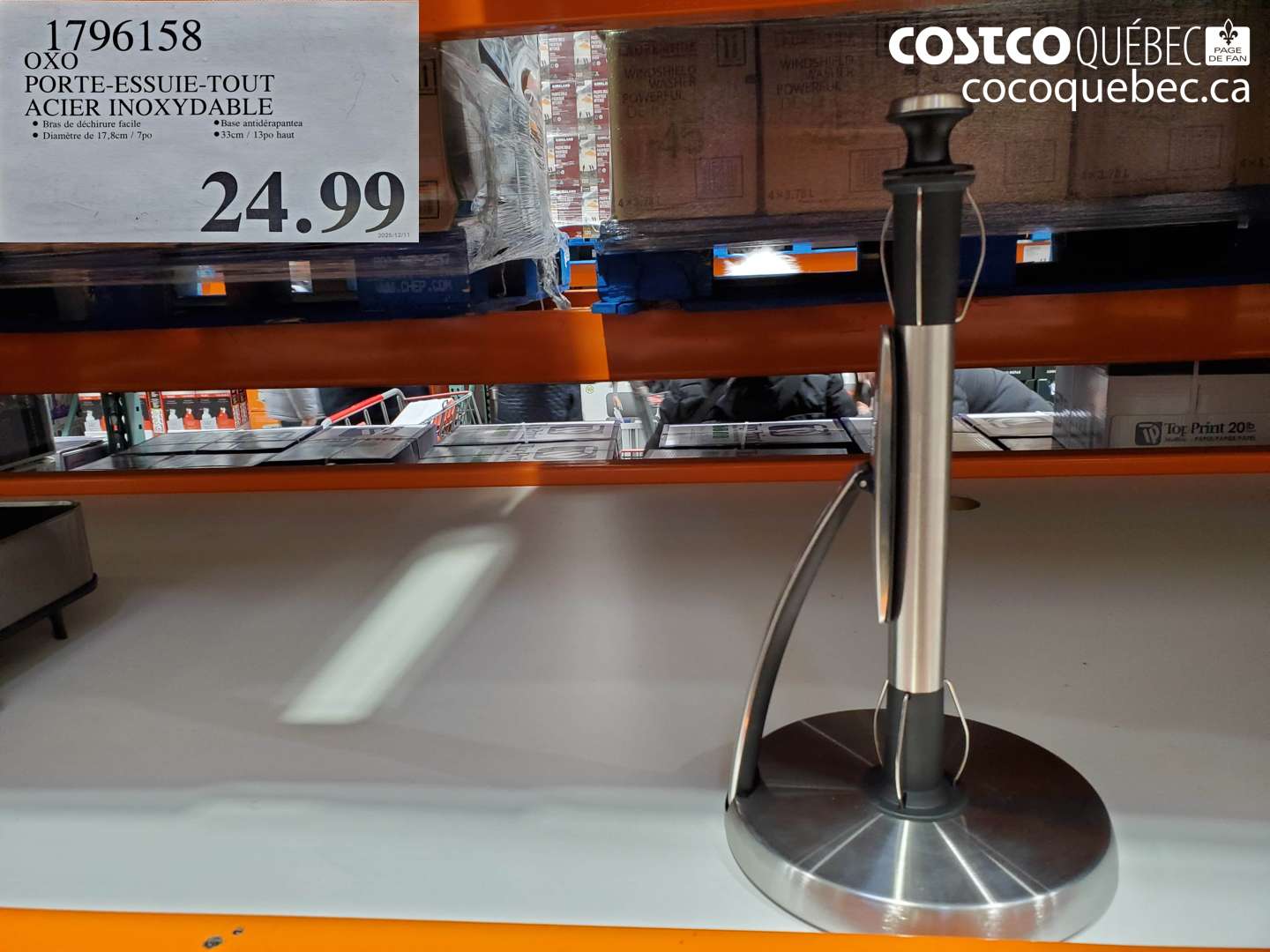 1796158 OXO PORTE-ESSUIE-TOUT ACIER INOXYDABLE $24.99