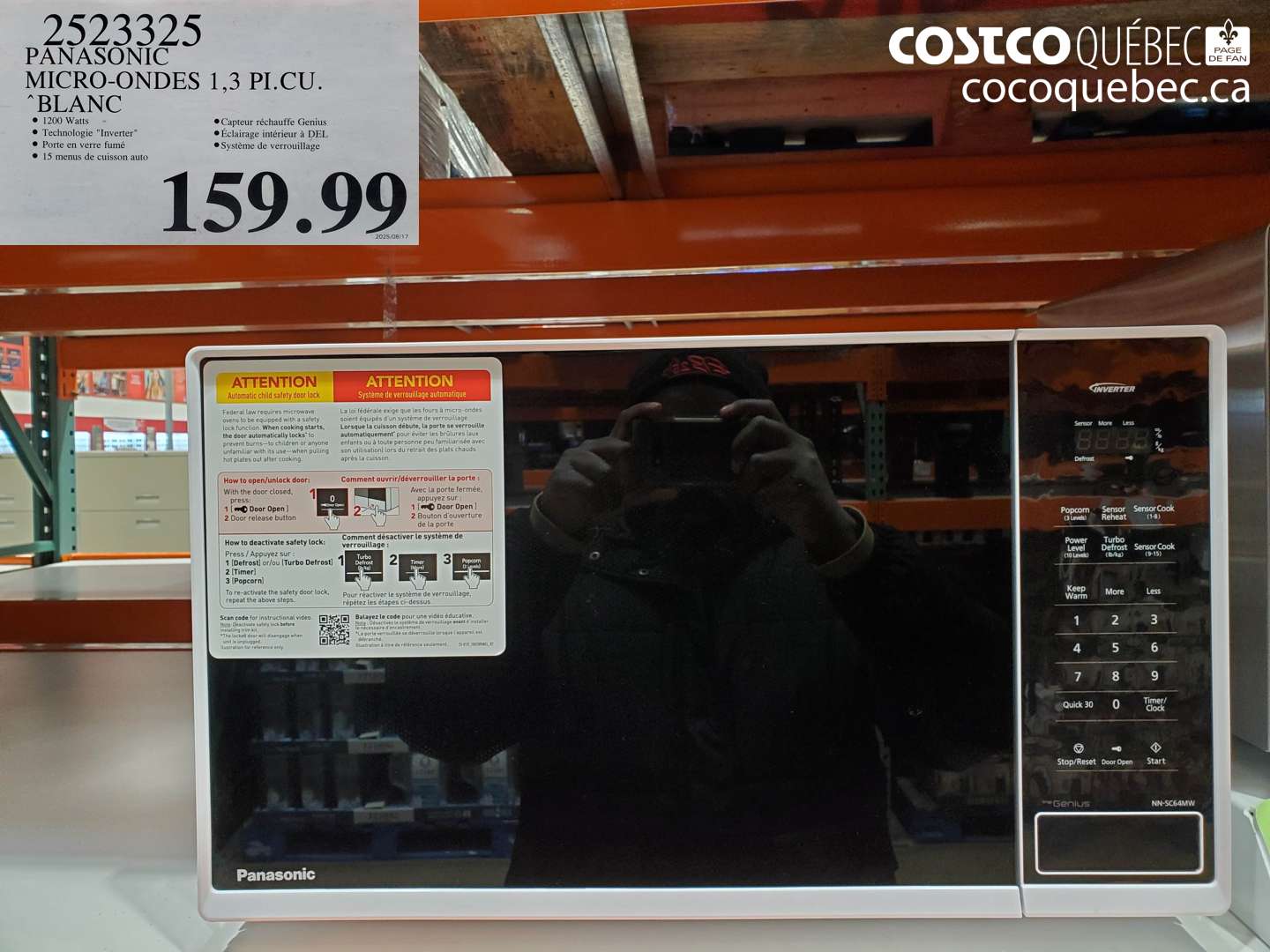 2523325 PANASONIC MICRO-ONDES 1,3 PI.CU. BLANC $159.99