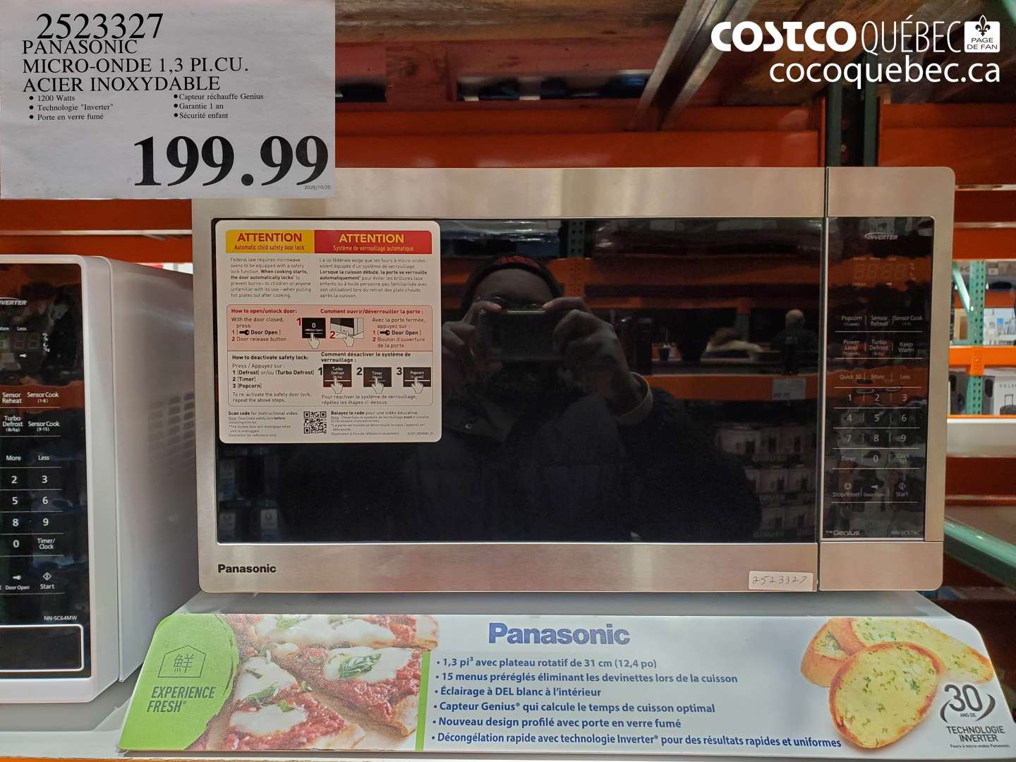 2523327 PANASONIC MICRO-ONDE 1,3 PI.CU. ACIER INOXYDABLE $199.99