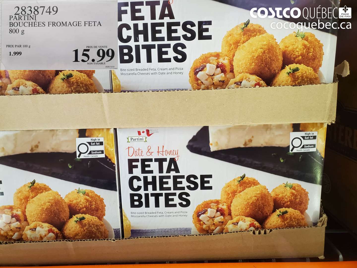 2838749 PARTINI BOUCHÉES FROMAGE FETA 800 g $15.99