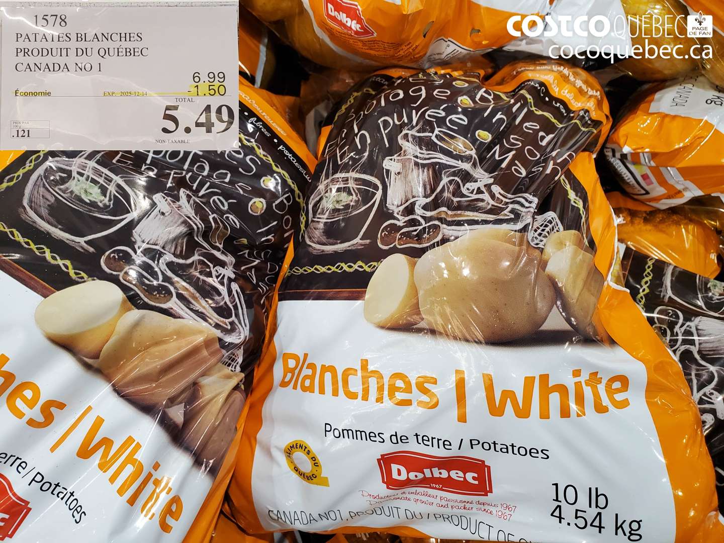 1578 PATATES BLANCHES PRODUIT DU QUÉBEC CANADA NO 1 ($1.50 INSTANT SAVINGS EXPIRES ON 2025-12-14) $5.49