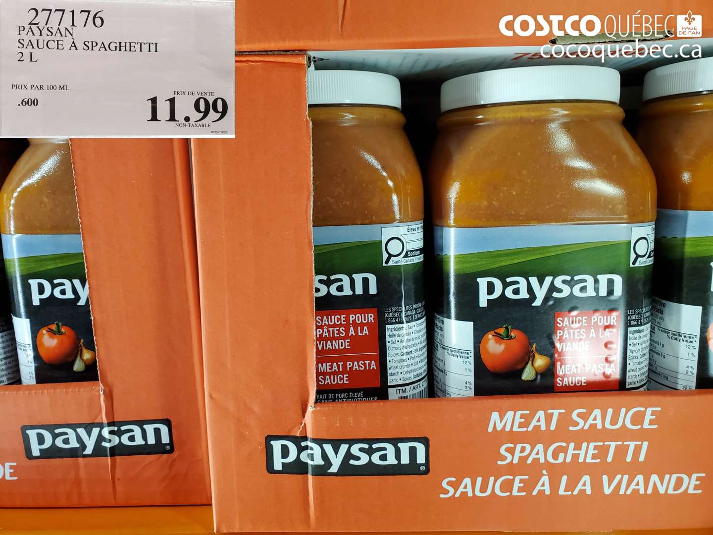 277176 PAYSAN SAUCE À SPAGHETTI 2 L $11.99